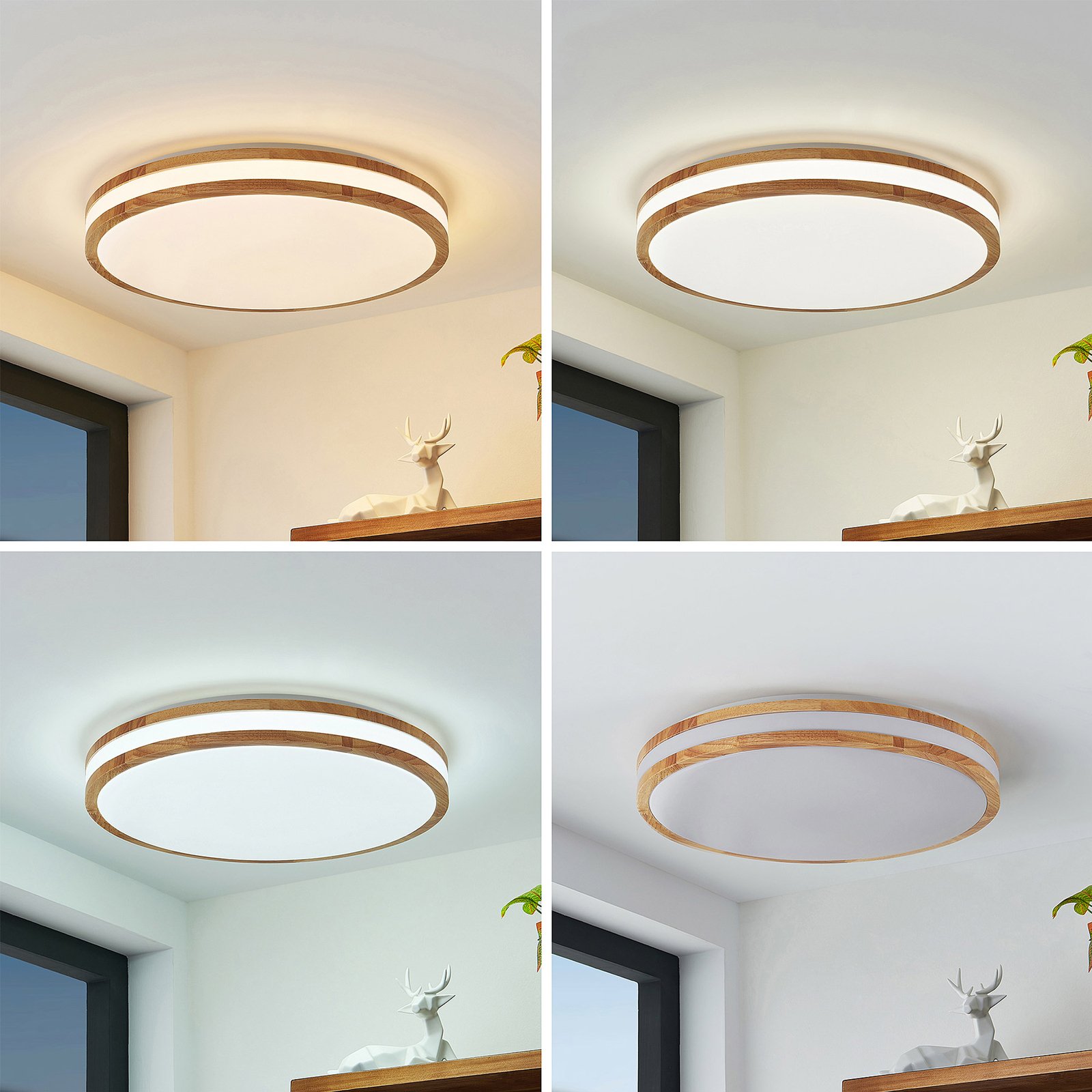Emiva Center Ceiling Lamp Wood/White - Lindby