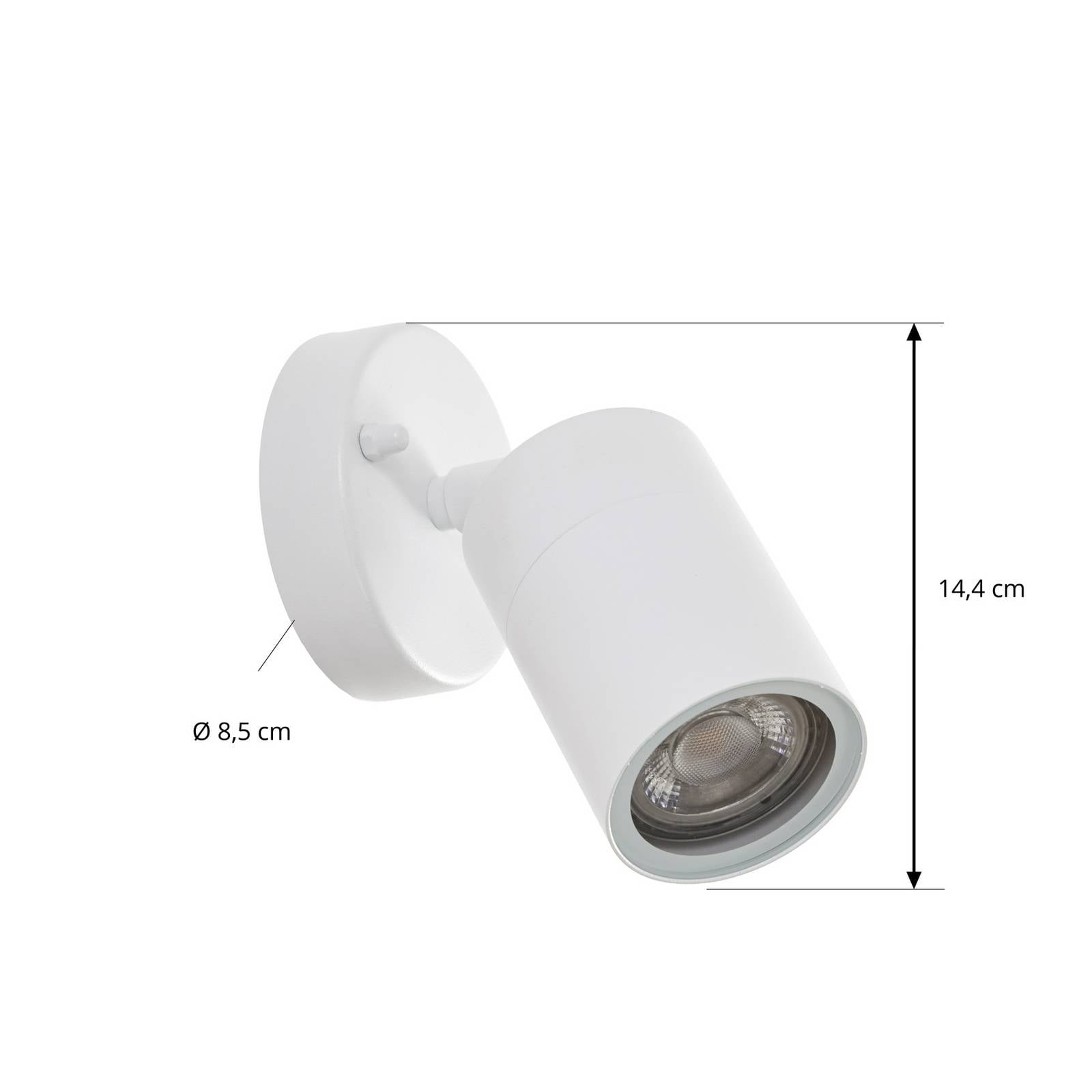 Kinkiet zewnętrzny PRIOS Tulimar, 14 cm, biały, z regulacją, IP44