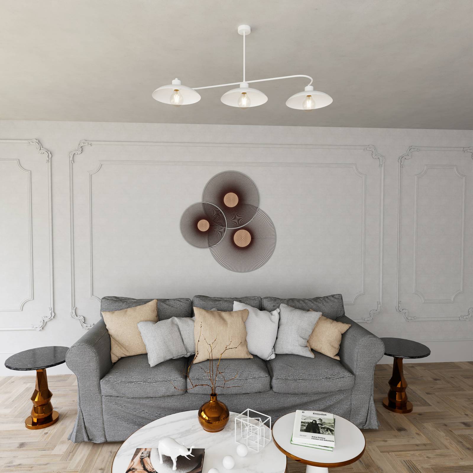 Lampa sufitowa Foster, 3-punktowa, 113 cm, biały, metal, E27