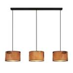 Mata hanglamp, 3-lamps, bruin, stof, E27