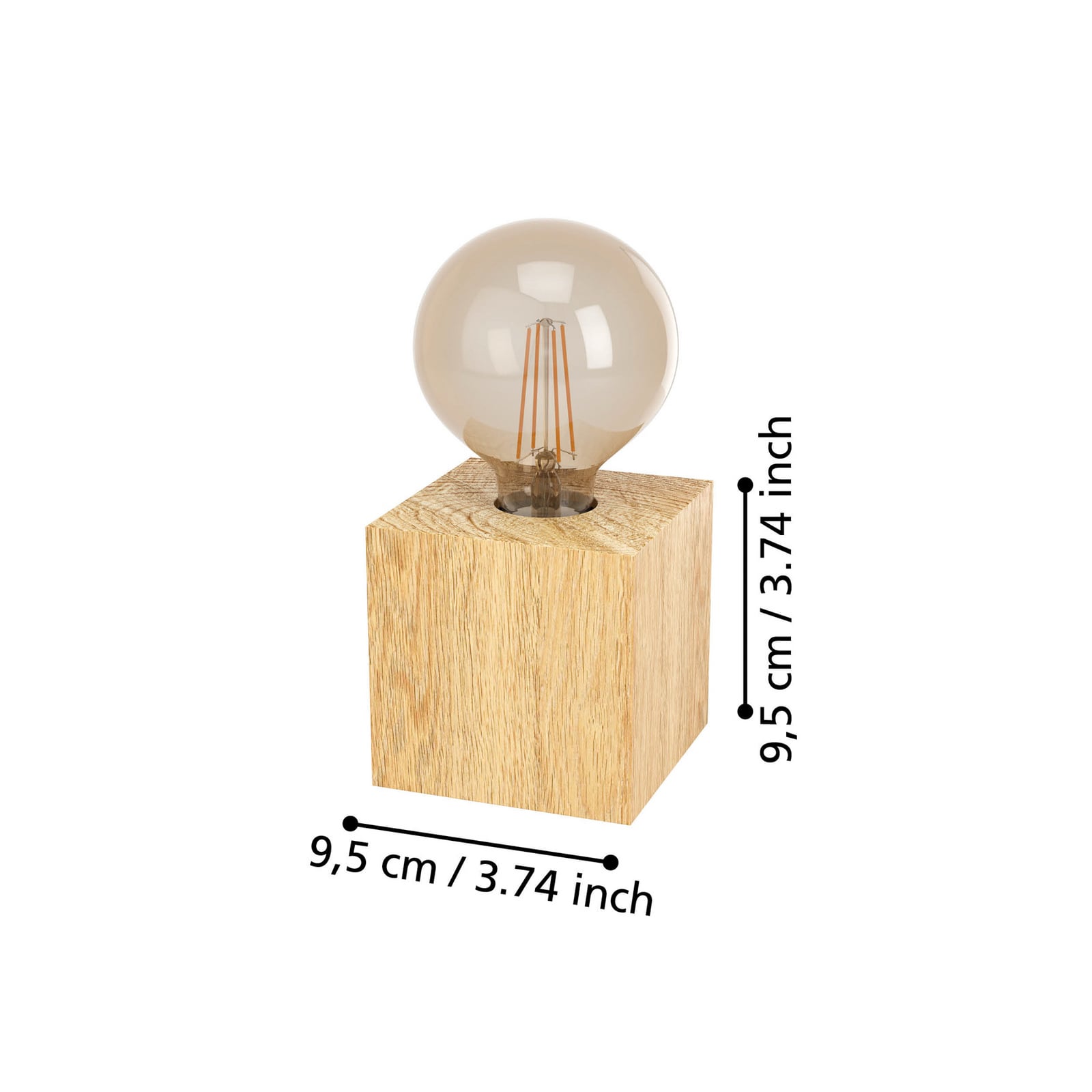 Lampada tavolo Prestwick 2 cubo di legno, naturale