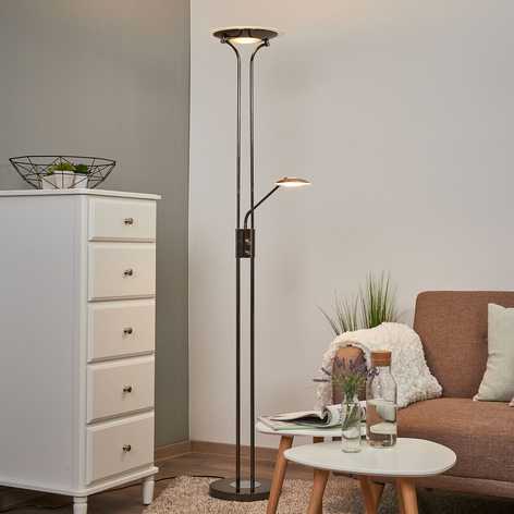 Glanzende LED uplighter Aras, zwart chroom