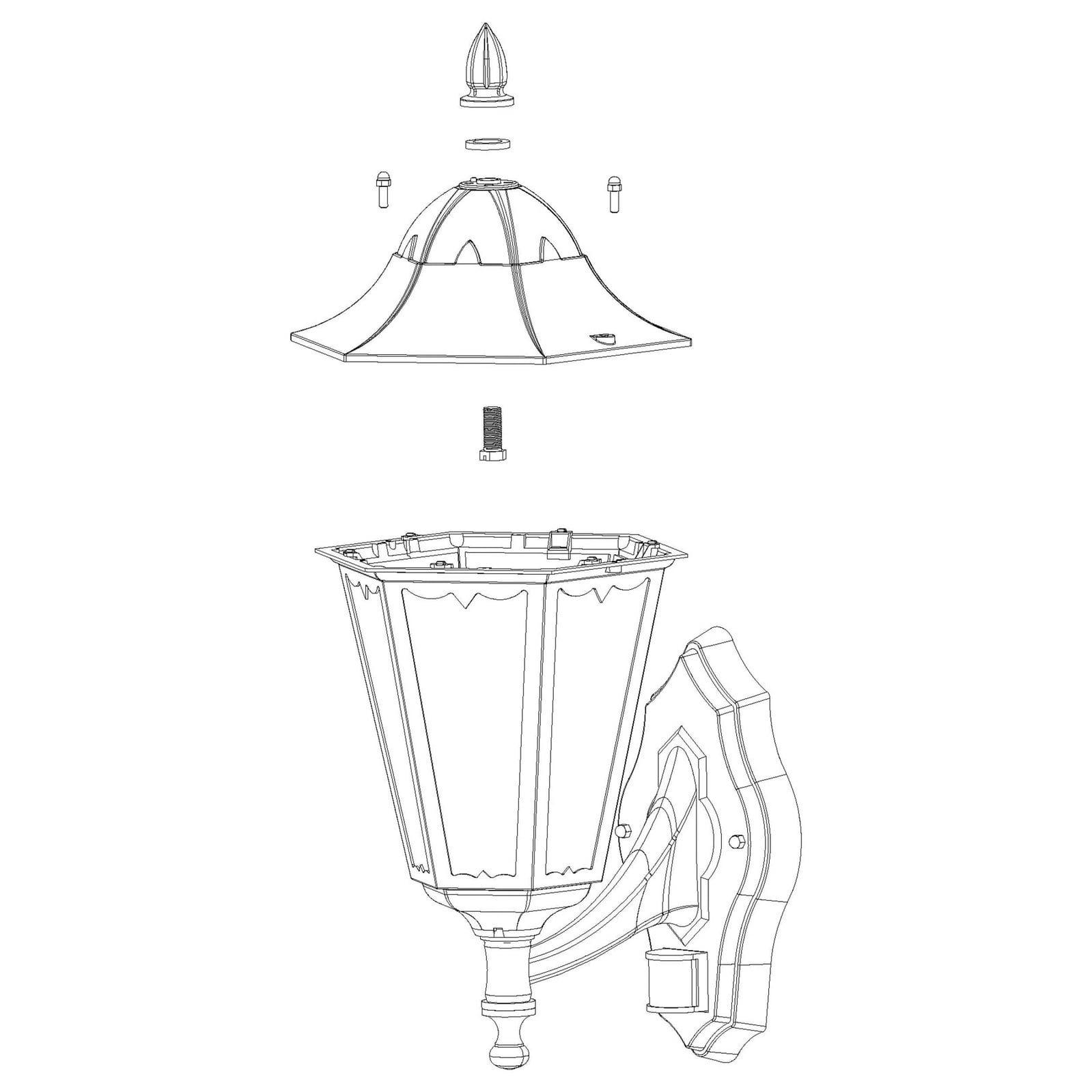 Außenwandlampe Navedo, schwarz/silber, Höhe 42 cm, Sensor