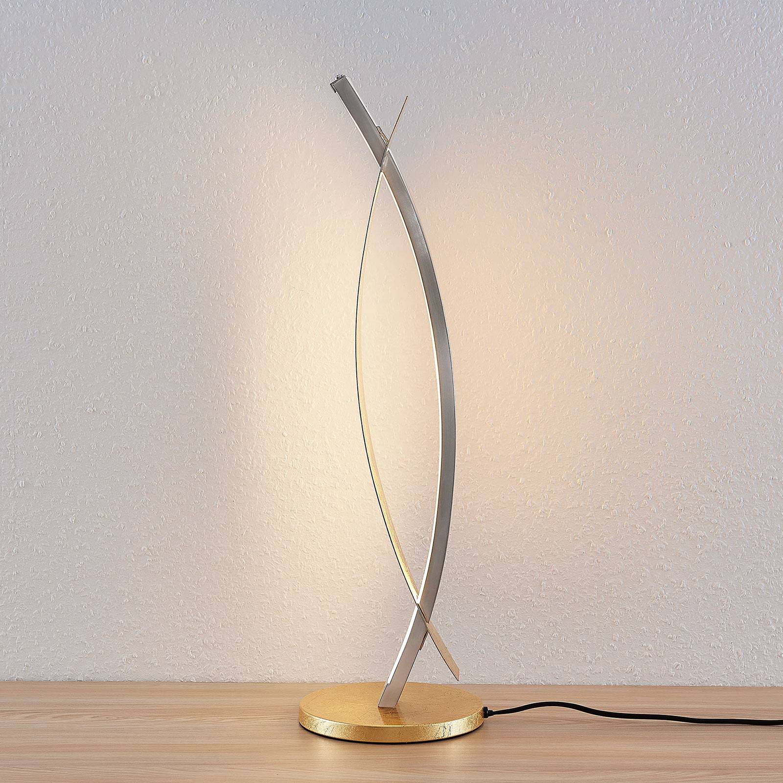 Lampa stołowa LED Lucande Marija, kolor złoty, metal, 61,5 cm