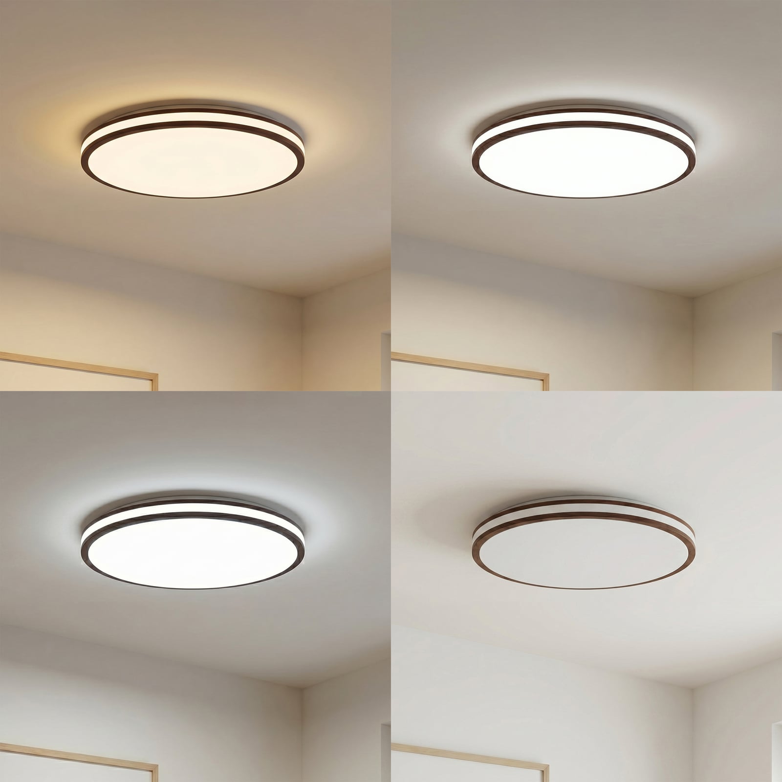 Emiva LED ceiling light, dark wood, CCT, Ø 50 cm, dimmable, timer - Lindby