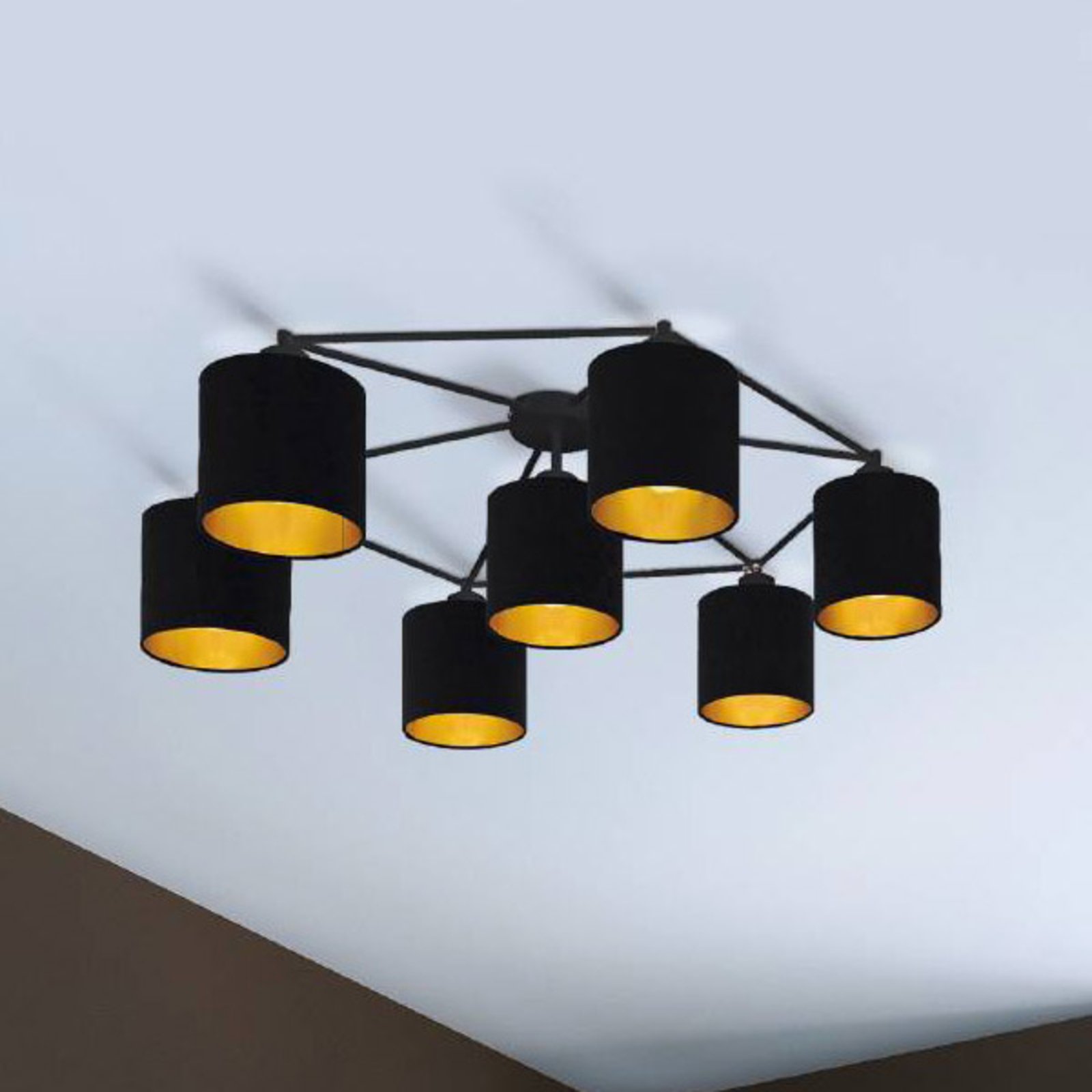 Staiti ceiling lamp, black with lampshades