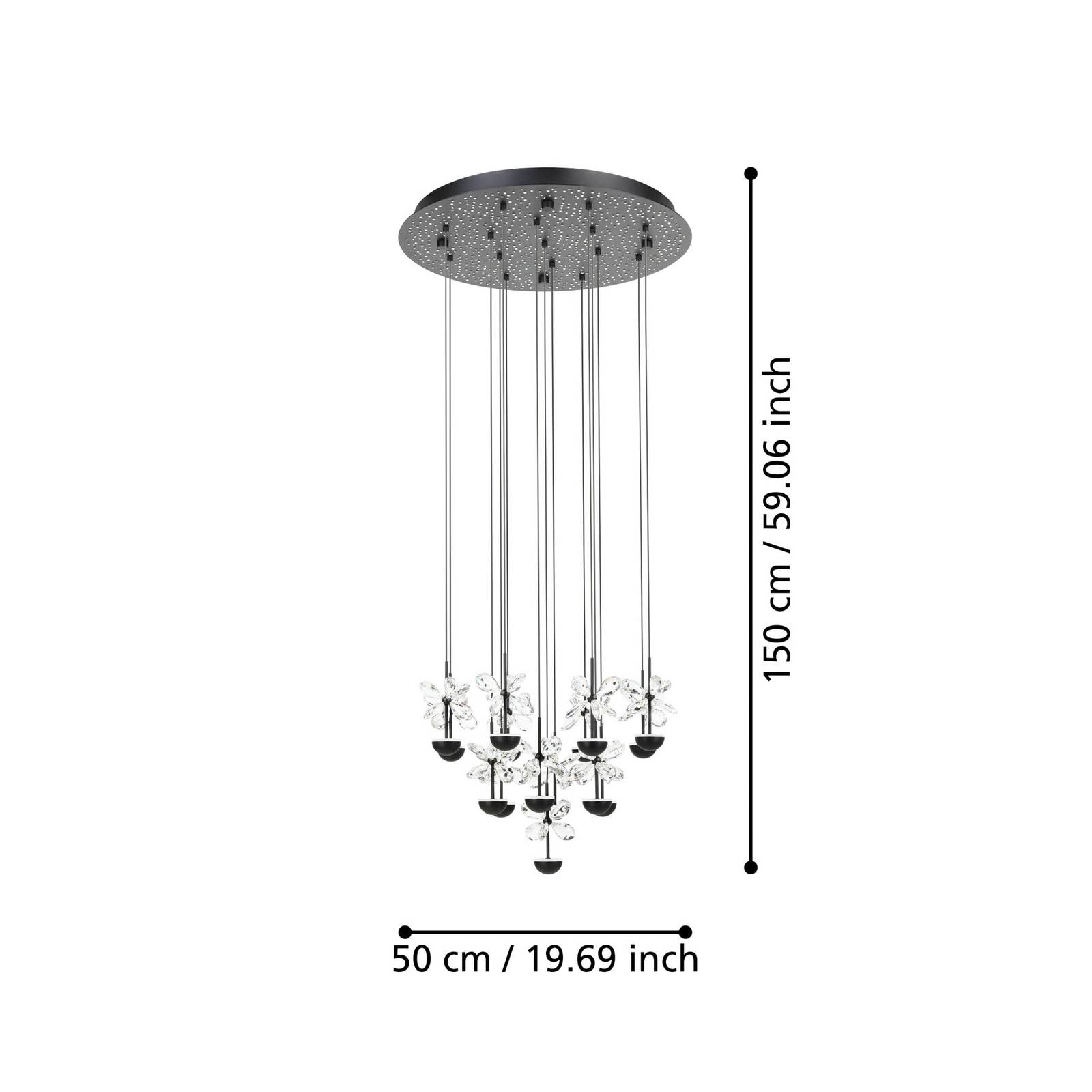 EGLO Stars Of Light Żyrandol LED Pianopoli czarny Ø 50 cm