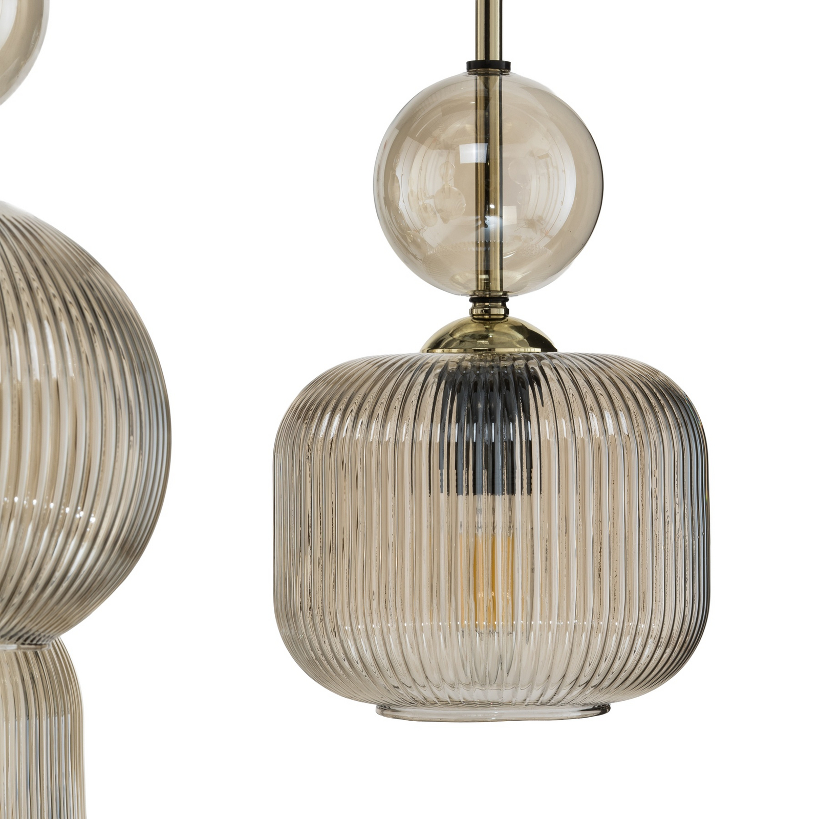 Sophia hanging light, 6-bulb, 65 cm, cognac/black, E14 Sophia hanging light, 6-bulb, 65 cm, cognac/black, E14