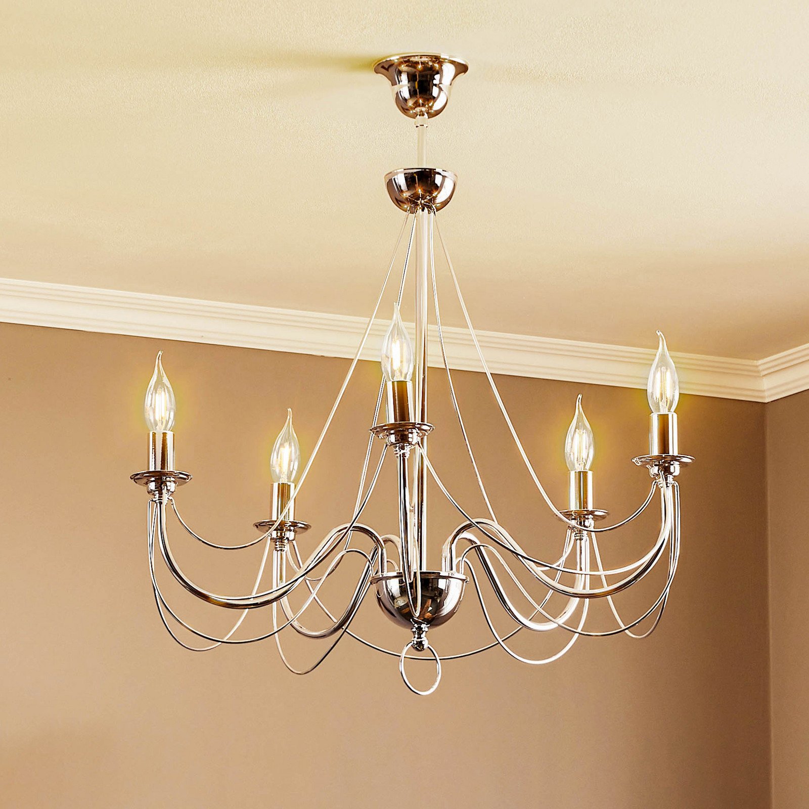 Domiluce Candelabru retro cu cinci brațe 75 cm cromat - Camera de zi / sufragerie - Metal