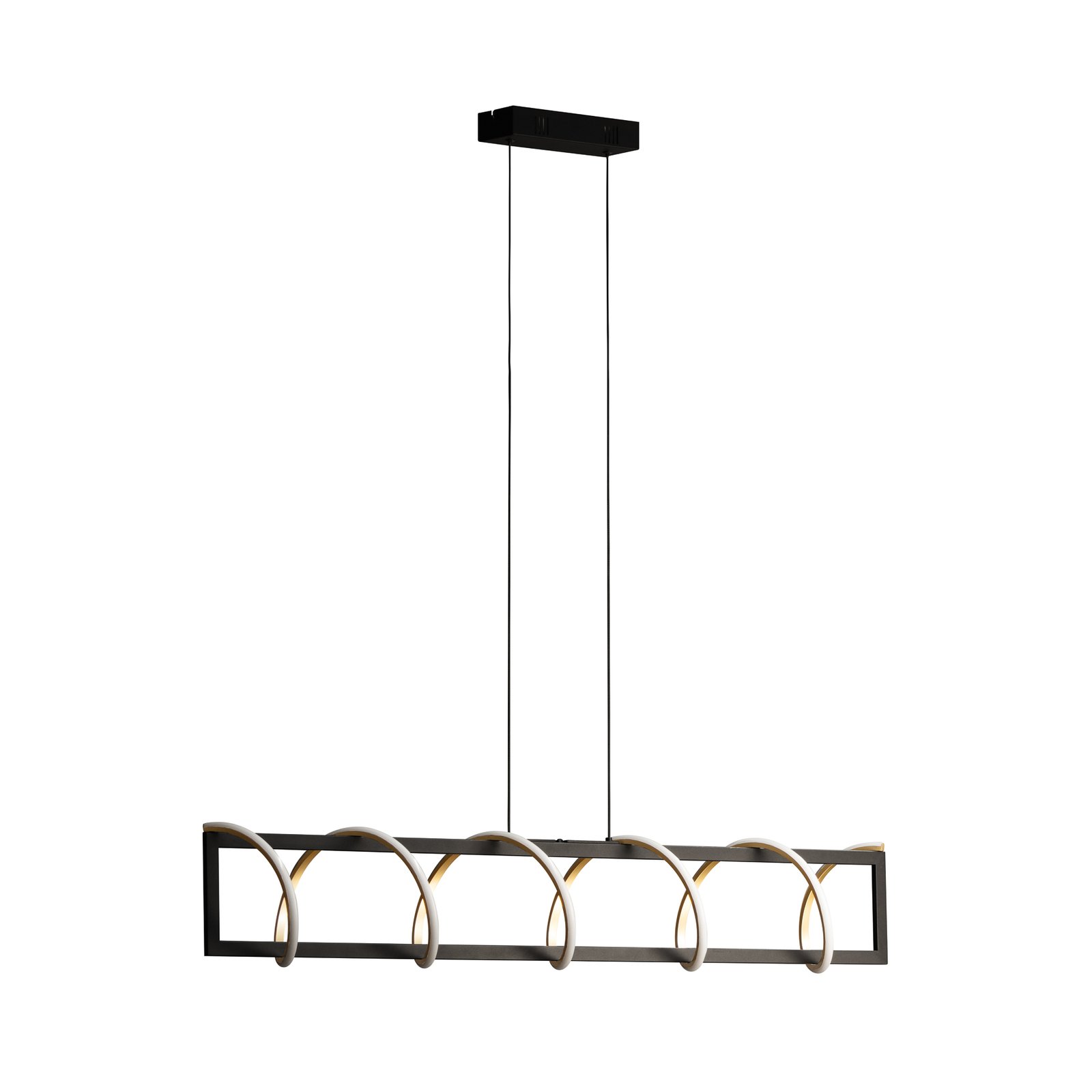 Lampă suspendată LED Gwen, negru / auriu, metal, CCT, dimabil