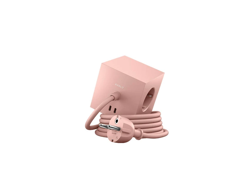 AVOLT – Square 1 w/30W Dual USB-C & Magnetic Base 1,8m Old Pink