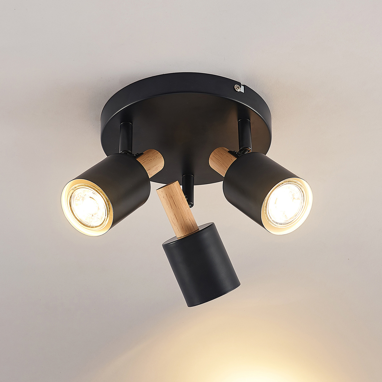 Lindby Junes spot pour plafond, à 3 lampes, noir