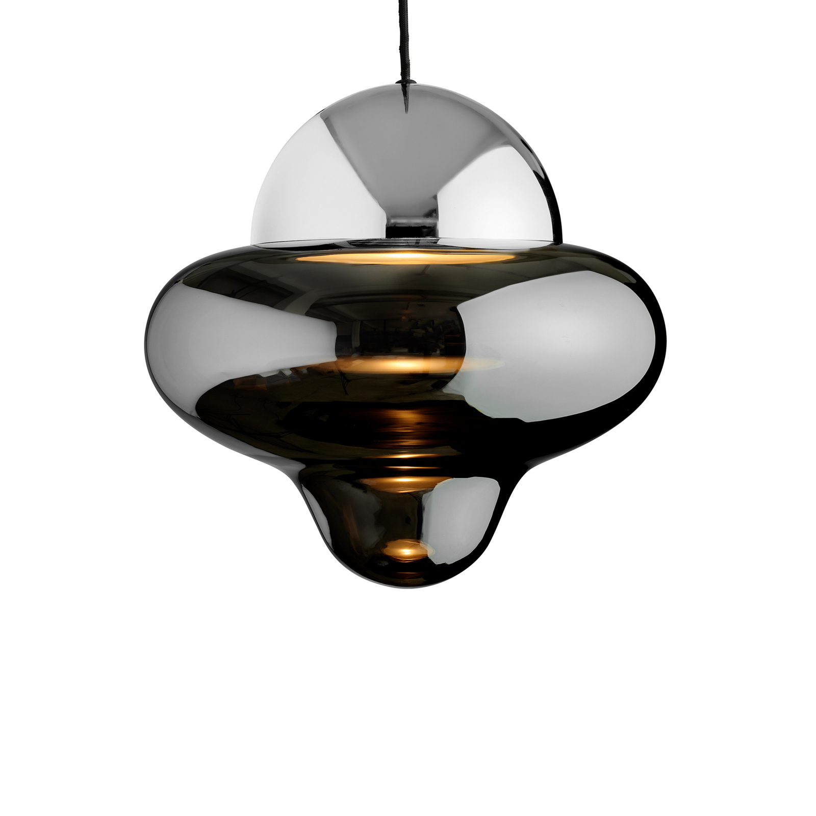 LED pendant light Nutty XL, smoke grey / chrome-coloured, Ø 30 cm