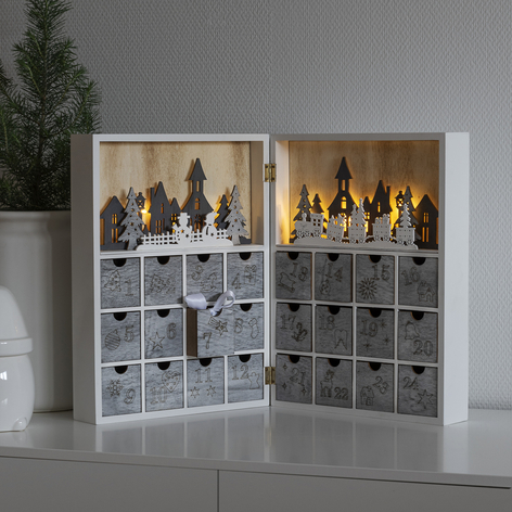 LED-Silhouette Adventskalender aus Holz