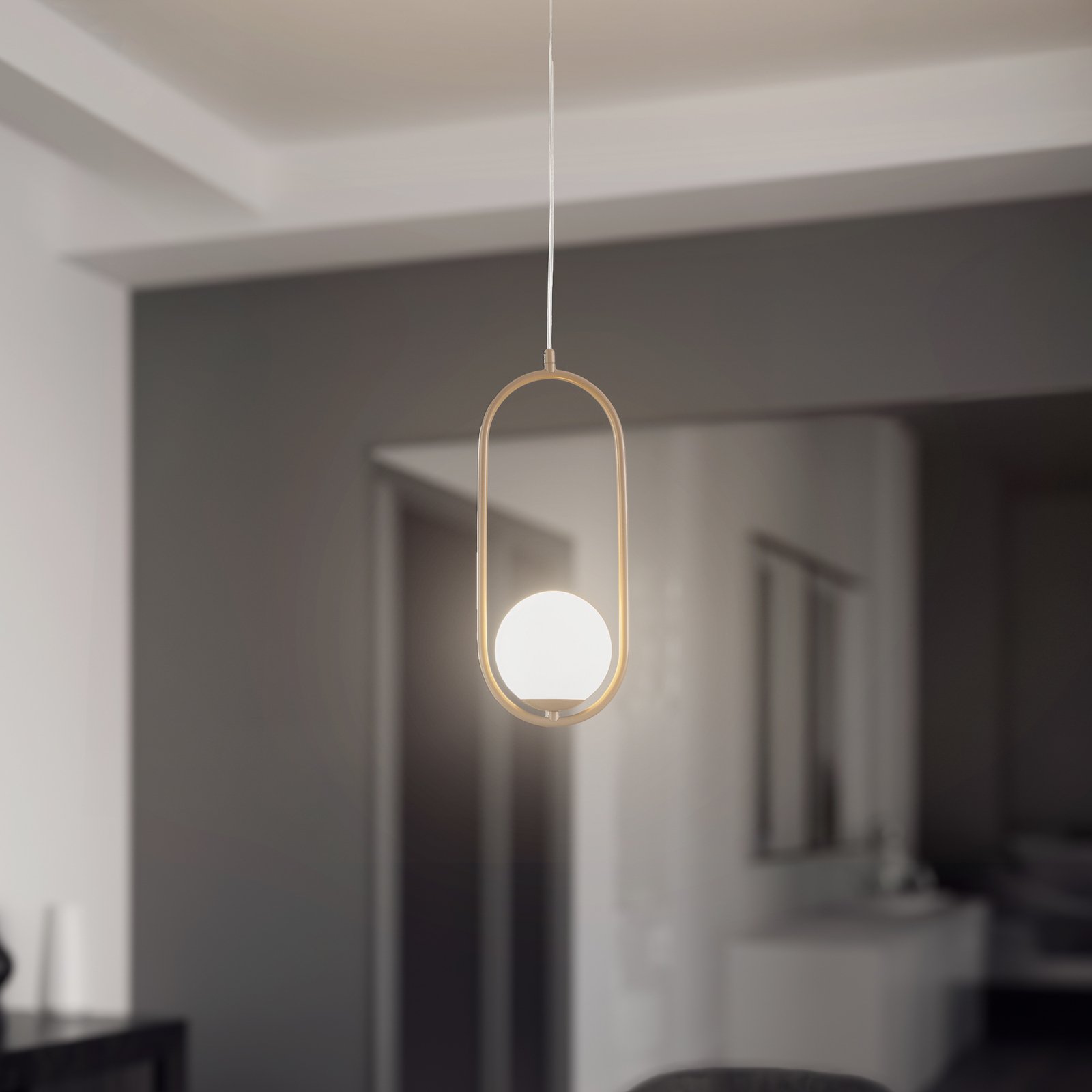 Dione pendant light, 1-bulb, beige/white