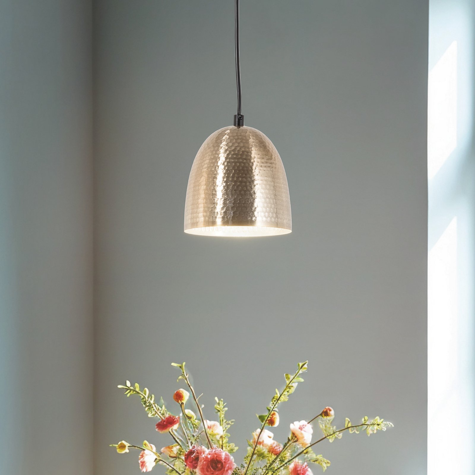 Tattoo 2383 pendant light, gold-coloured, metal, Ø 16 cm