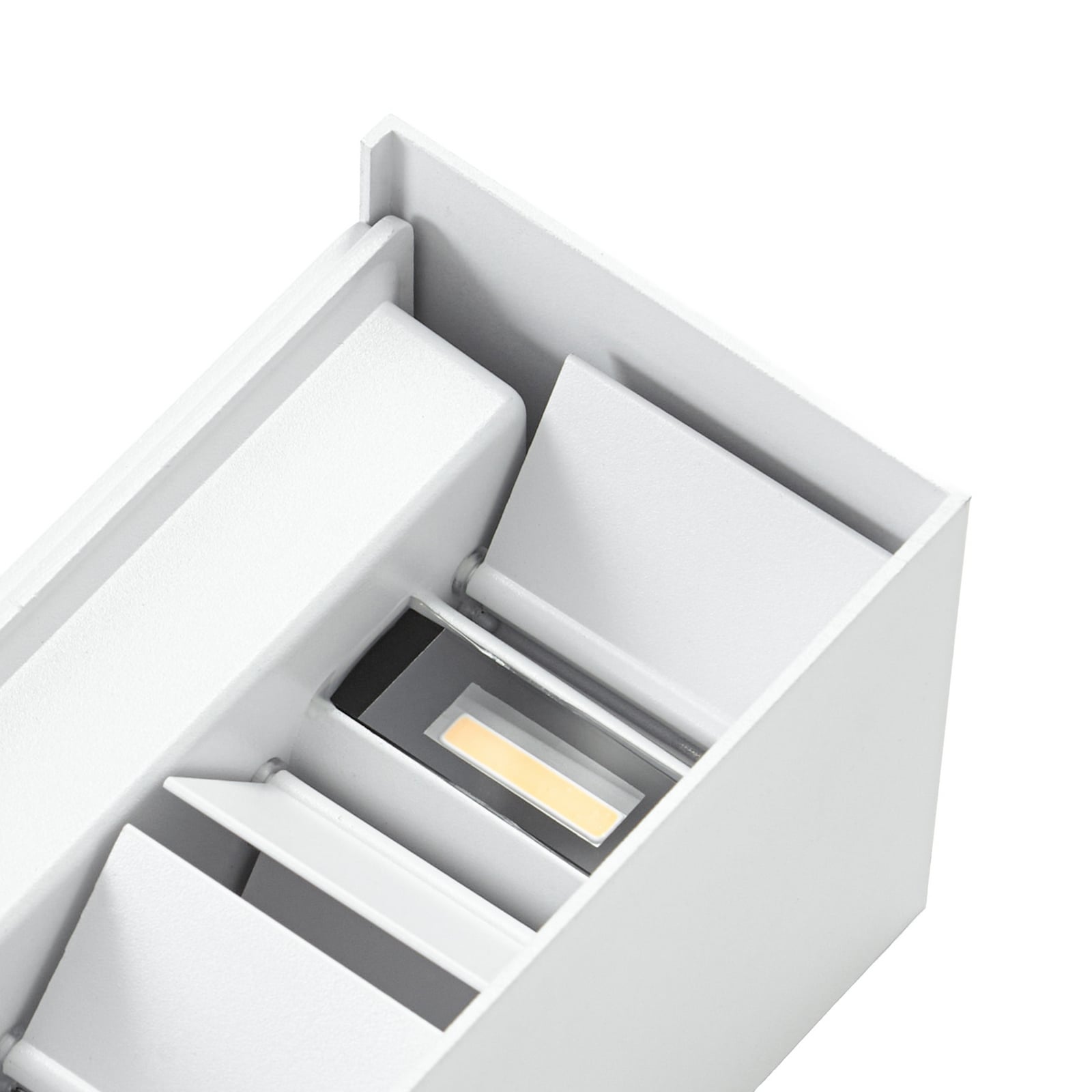 Applique da esterno LED Lindby Nivar, angolare, bianca, 20 cm, IP54