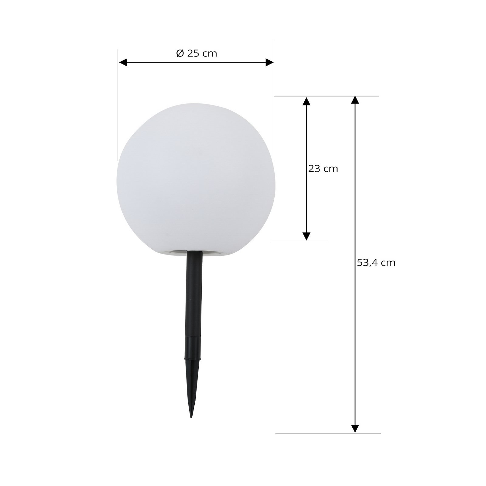 Lindby LED-aurinkovalaisin Lago, Ø 25 cm, maapallo, maapiikki, valkoinen