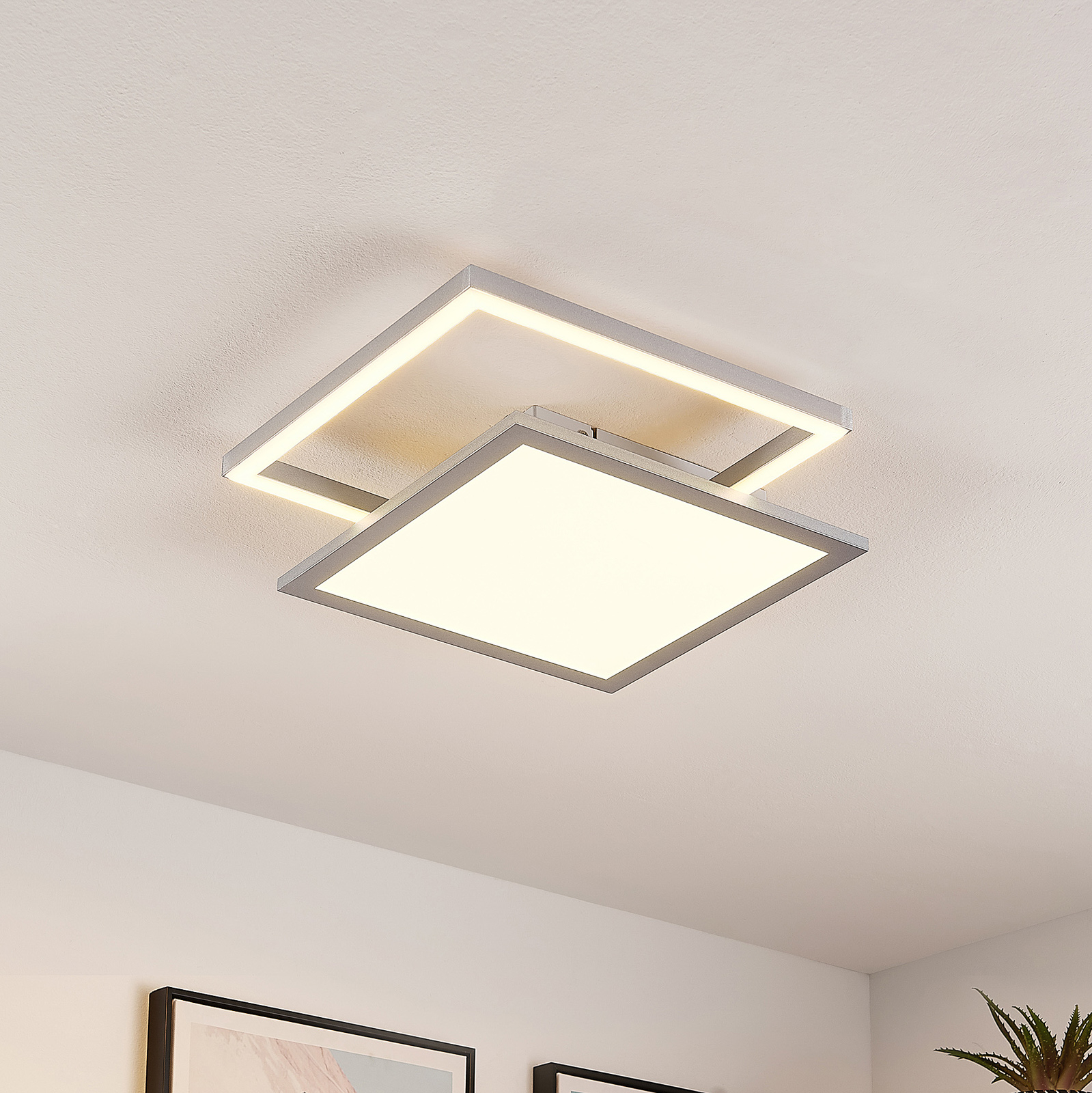Lucande Senan LED-taklampe, kvadratisk