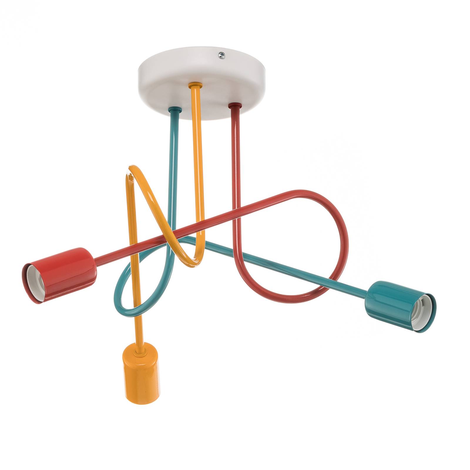 Plafonnier Oxford 3 lampes orange/rouge/turquoise