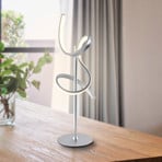 LED galda lampa Curls, sudraba krāsā, metāls, 53 cm augsta, aptumšojama