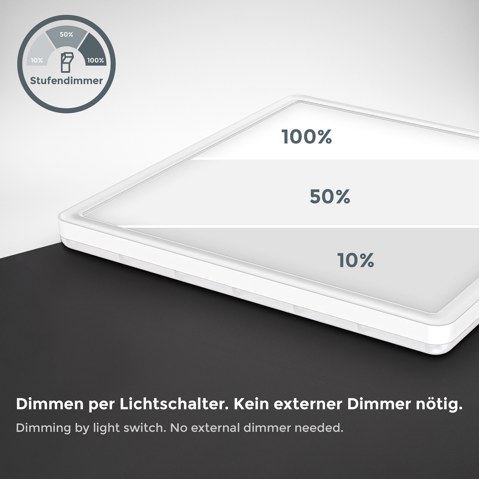 LED paneel Eki, 29 x 29 cm, wit, step-dimbaar, achtergrondverlichting, 4.000K LED paneel Eki, 29 x 29 cm, wit, step-dimbaar, achtergrondverlichting, 4.000K