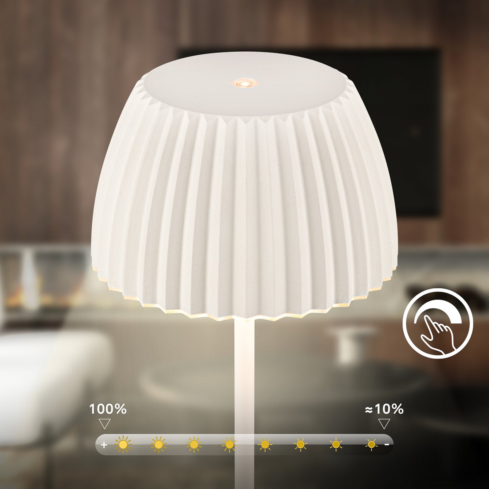 LED-lattiavalo Loca, vanha valkoinen, korkeus 123 cm, muovi/metalli