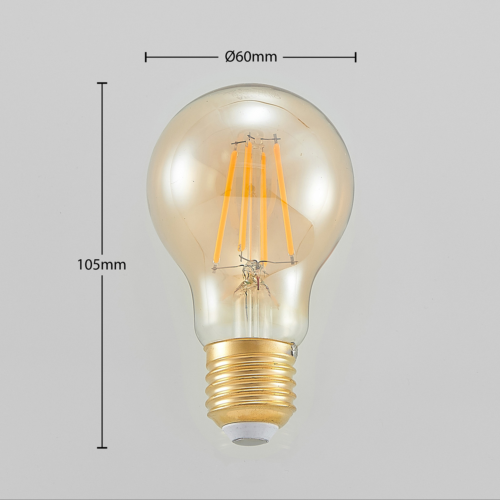 Lampadina LED E27 A60 6,5W 2.500K ambra, dimming