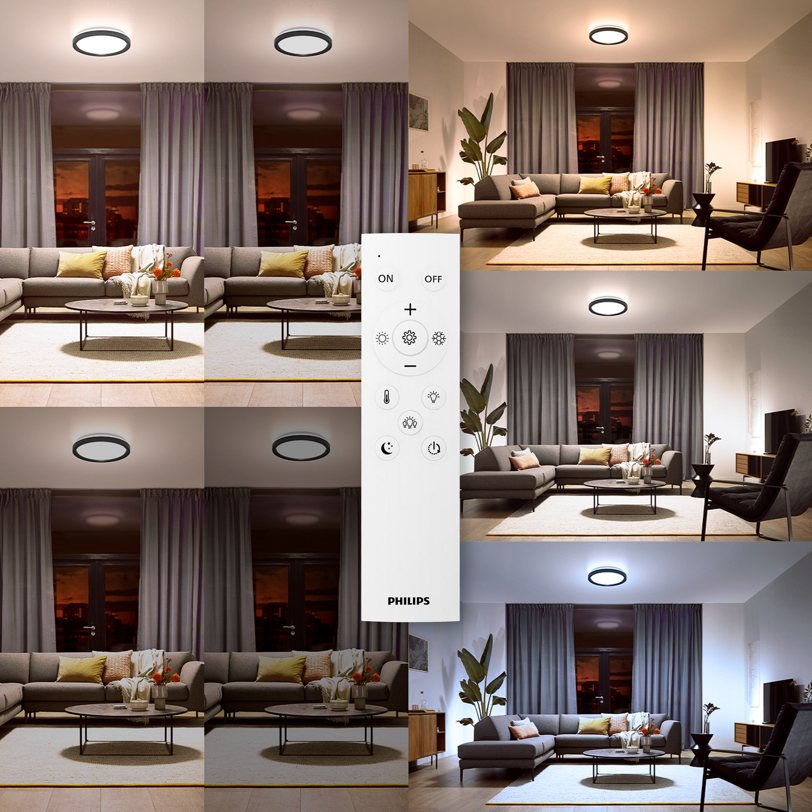 Philips LED φωτιστικό οροφής Aio RD μαύρο σε συσκευασία των 2 τεμαχίων 30 cm με