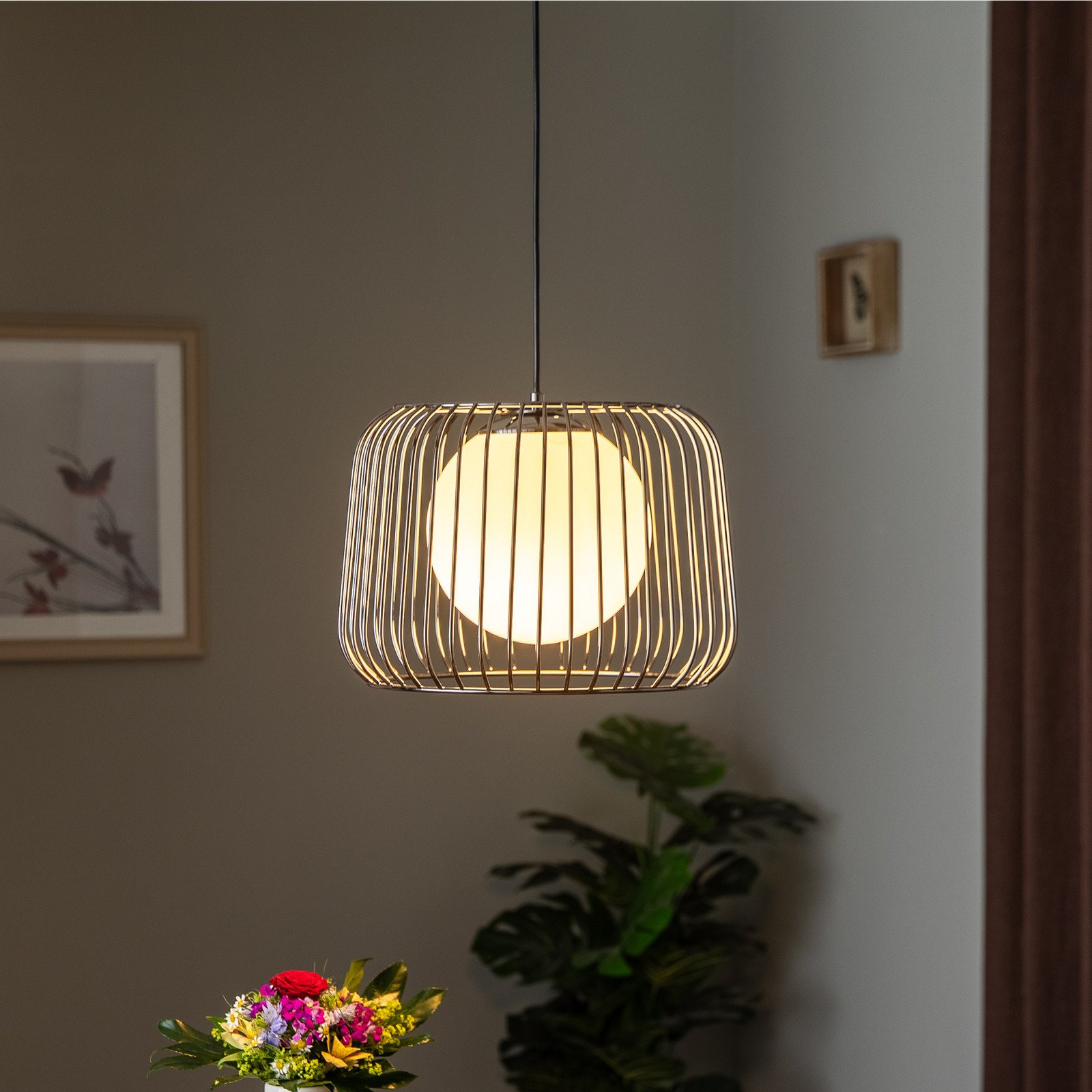 Lucea Lampă suspendată Ladore Ø 36 cm negru-crom - Camera de zi / sufragerie - negru-crom alb - Metal