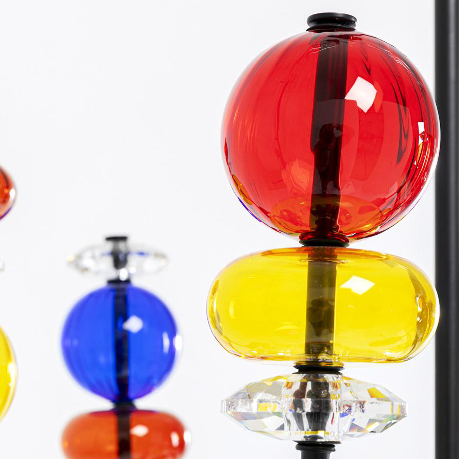 Lampa wisząca Kare Mazzo Sei, szkło multicolor, 6-punktowa