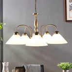 Suspension Lindby Otis, Ø 68 cm, à 5 lampes, blanc, verre, E27