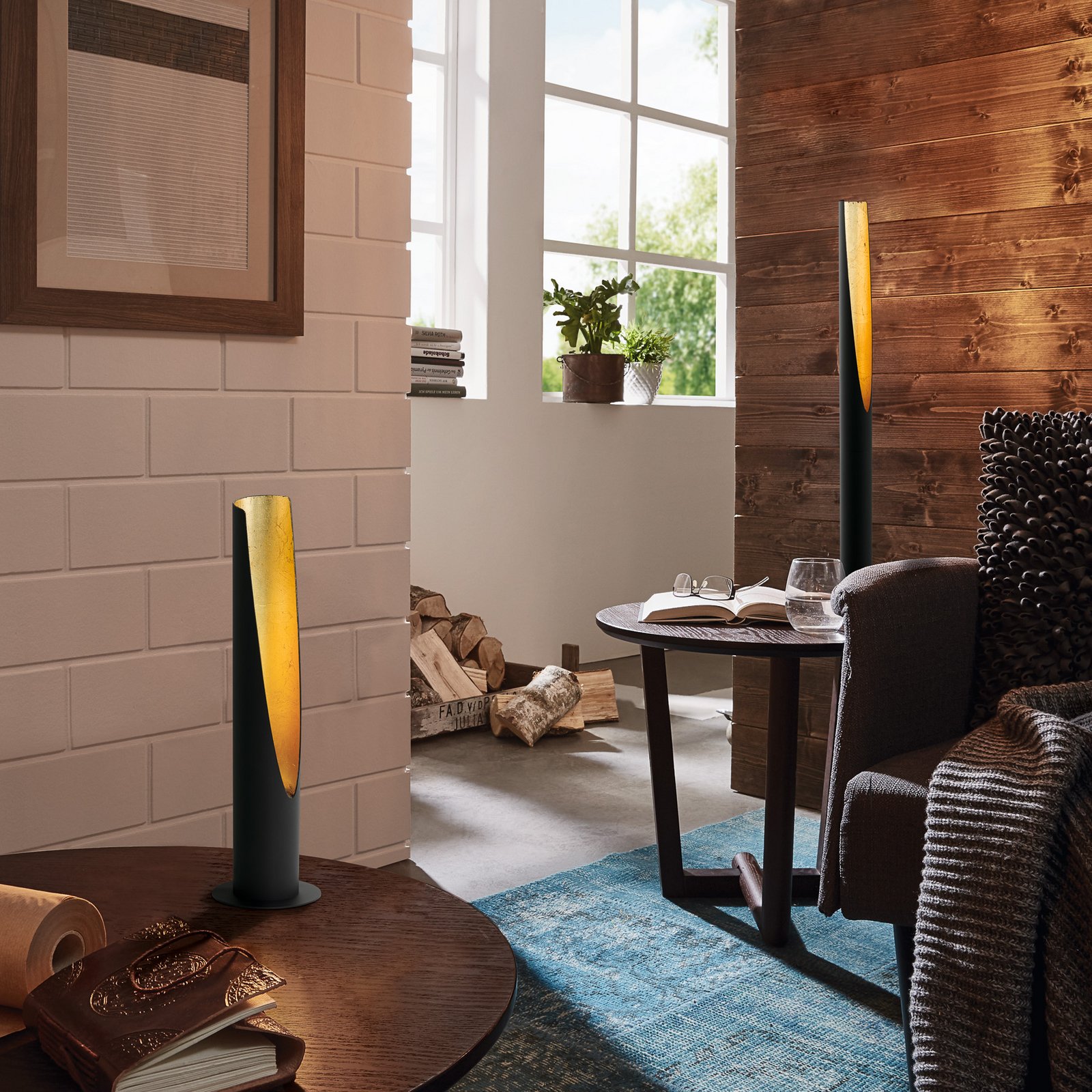 Lámpara de mesa LED Barbotto en negro/oro Lámpara de mesa LED Barbotto en negro/oro