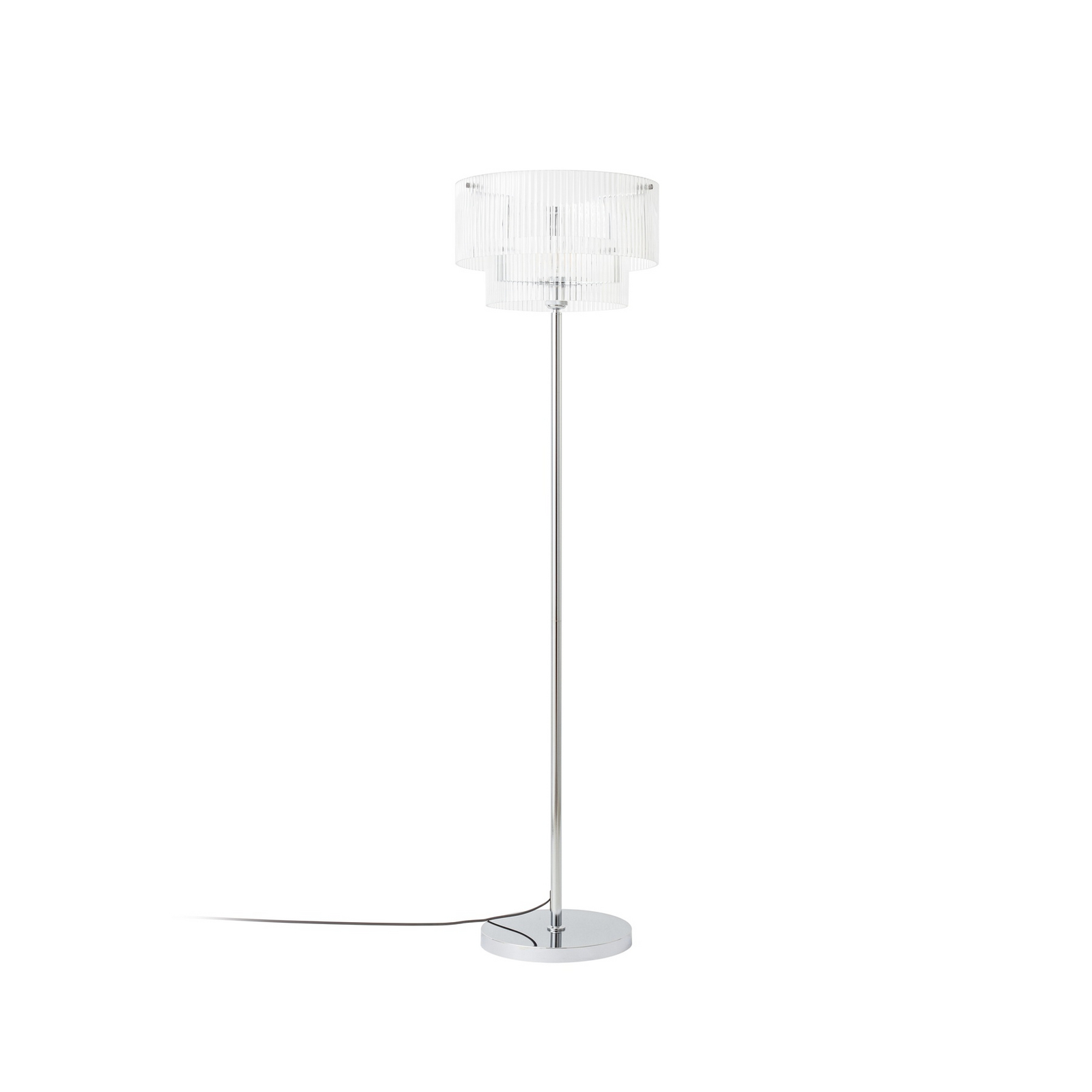 Meritt vloerlamp, chroom/transparant, hoogte 160 cm, glas - Lucande