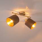 Maron tekstilna stropna svjetiljka s dvije žarulje, smeđa/zlatna