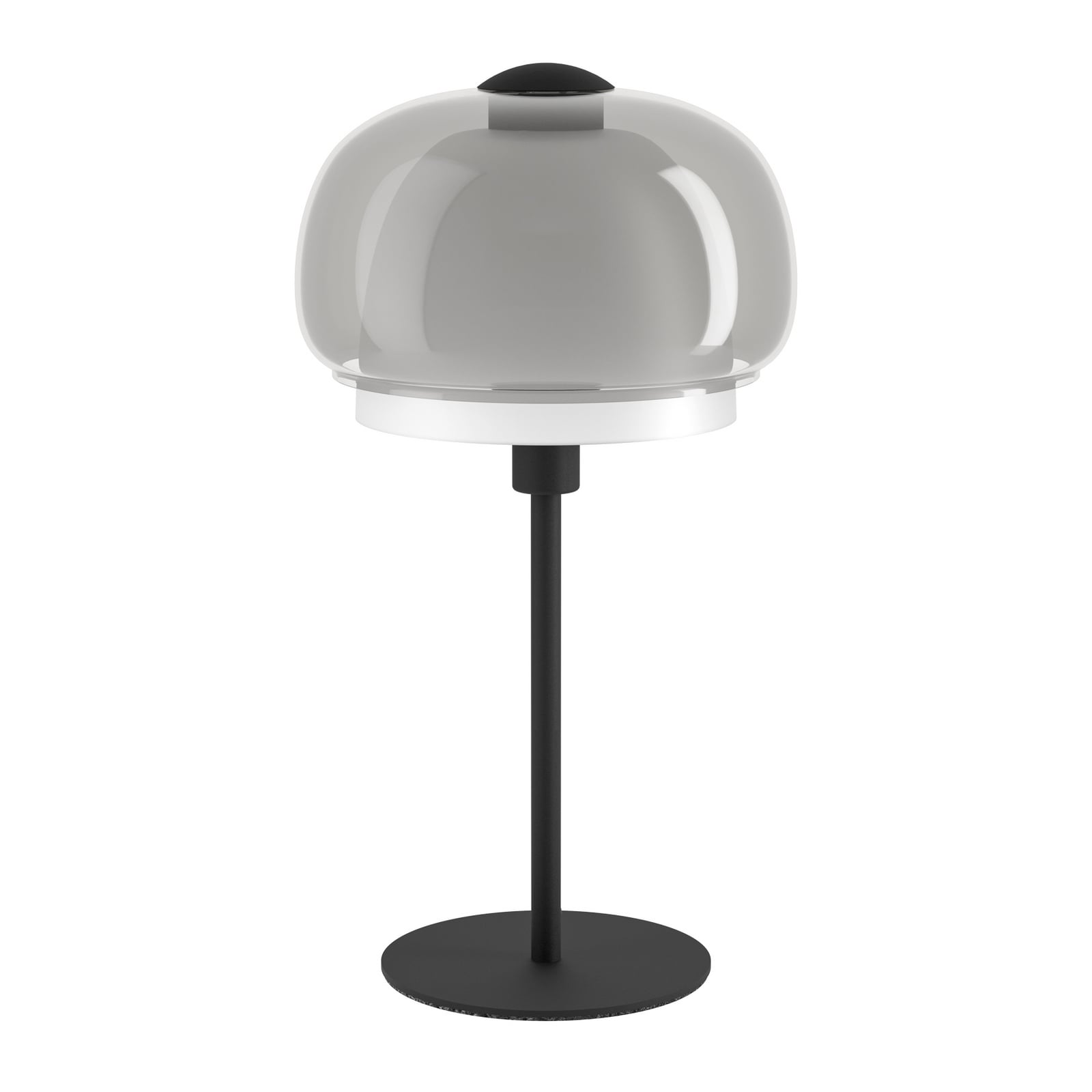 Stolová lampa Belomontejo, čierno-priehľadná, sklo, E27