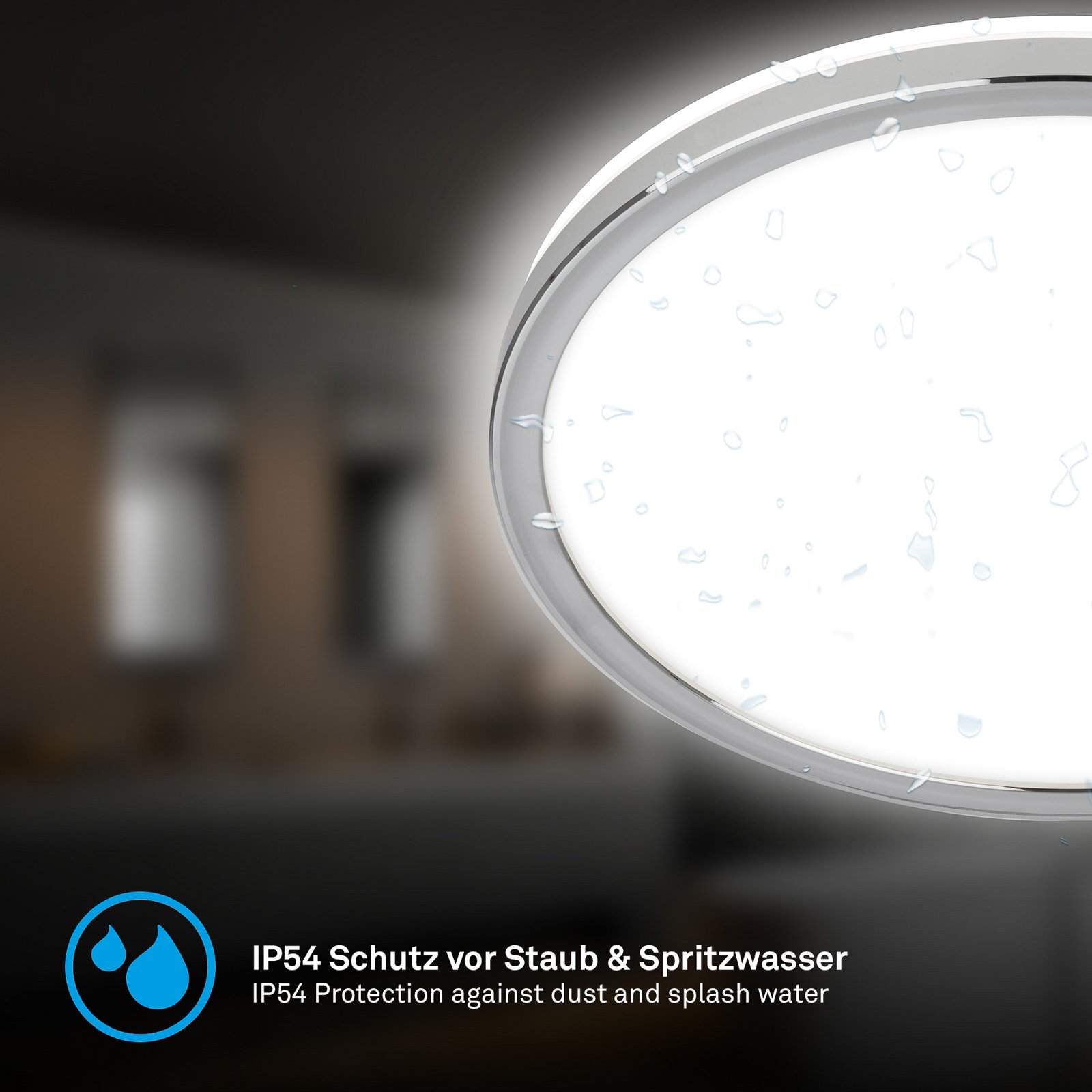 LED stropní svítidlo do koupelny Pulap, Ø 29 cm, chromová/bílá kovová