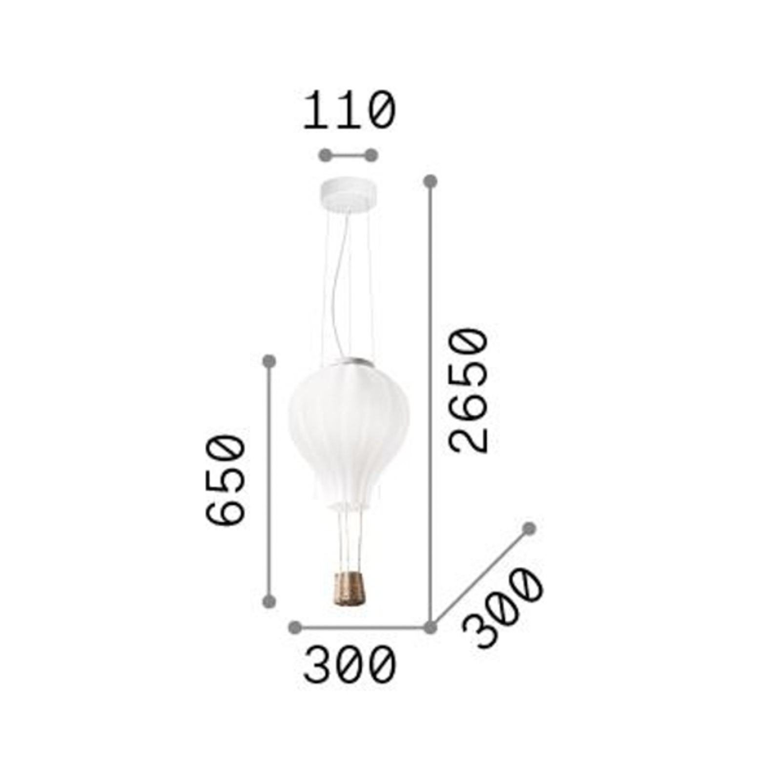 Ideal Lux Dream Big hänglampa, opalglas, Ø 30 cm