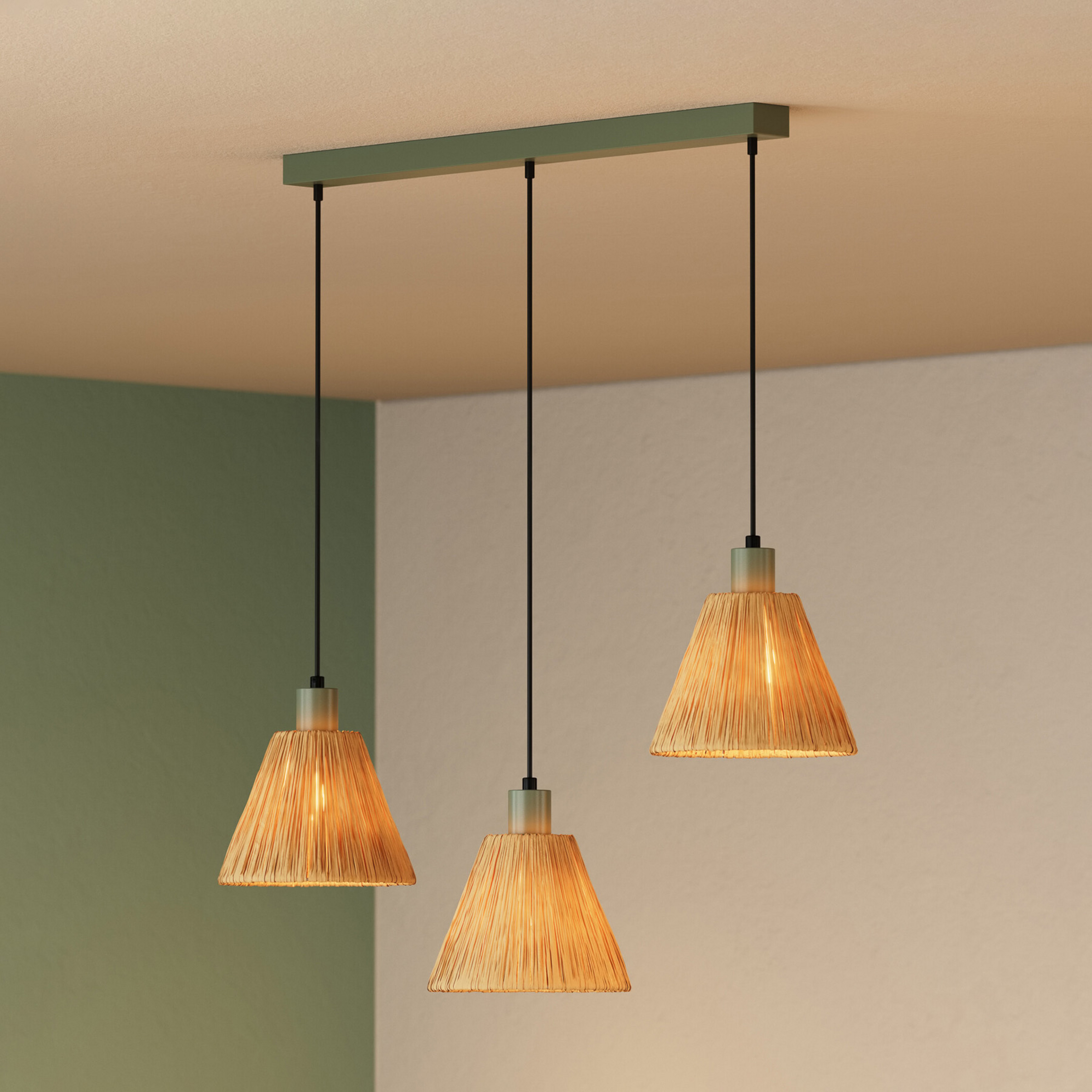 OSRAM Hängeleuchte Decor Raffia, 3-fl lang., Bast, natur