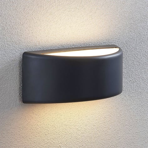 Utendørs LED-vegglampe Alaiza, IP65, halvrund