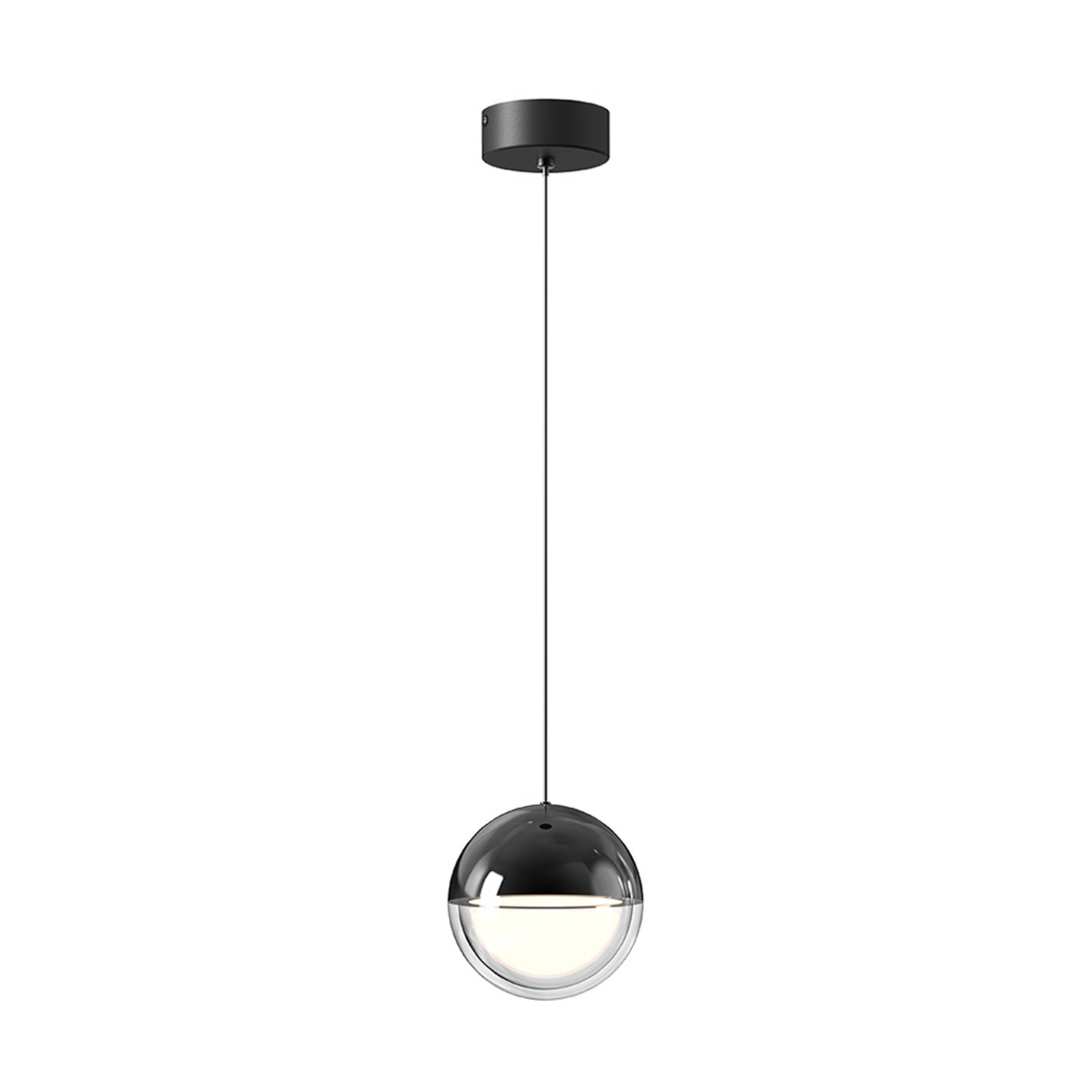 LED hanglamp Zirea, zwart/chroomkleurig, Ø 12 cm, metaal