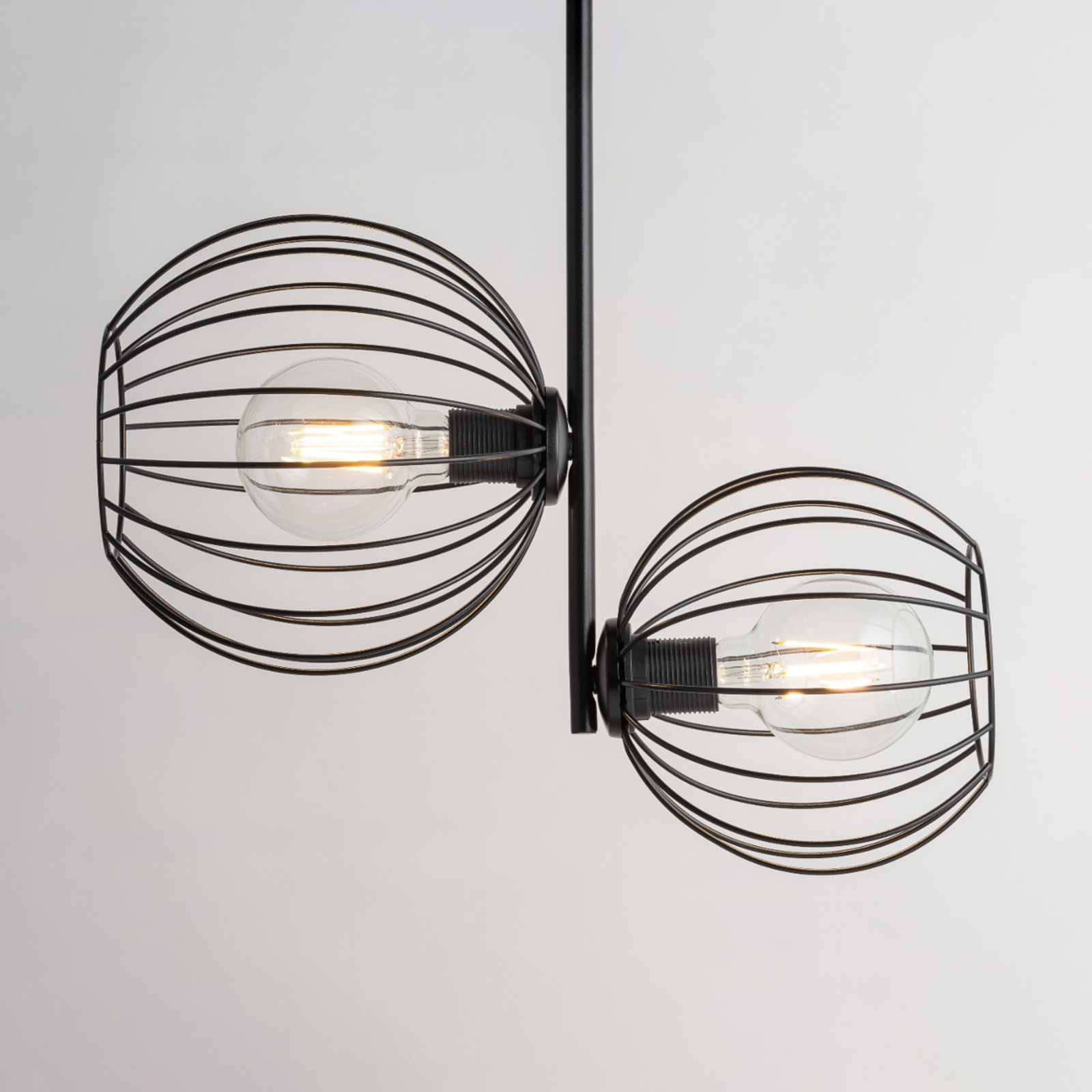 Deckenlampe Nele, schwarz, mit zwei Käfigschirmen