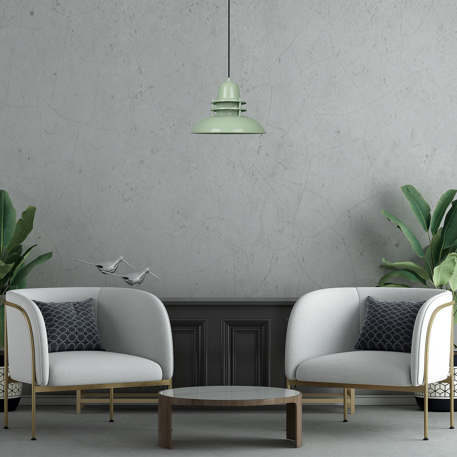 Lampa wisząca Lorenz, miętowa zieleń, Ø 34 cm, metal, E27