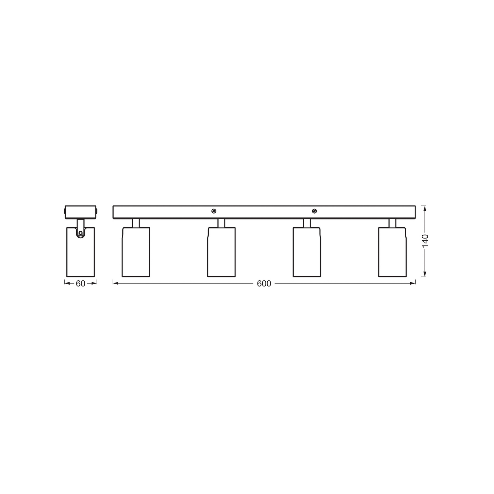 OSRAM Deckenstrahler OCTAGON schwarz 4-flg. GU10-LED 927 dim