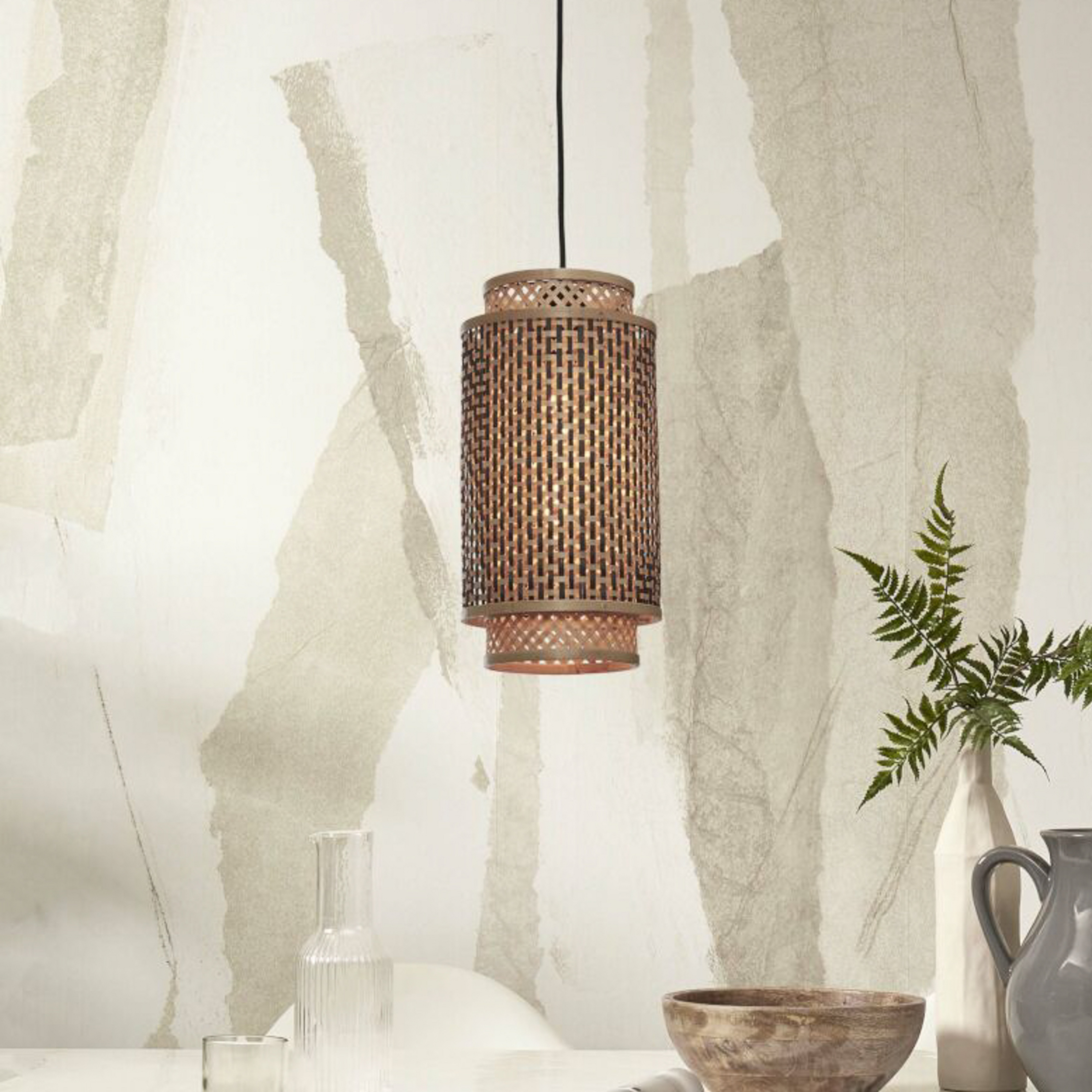 Good & Mojo Bhutan lampada a sospensione in bambù, 18 x 35 cm