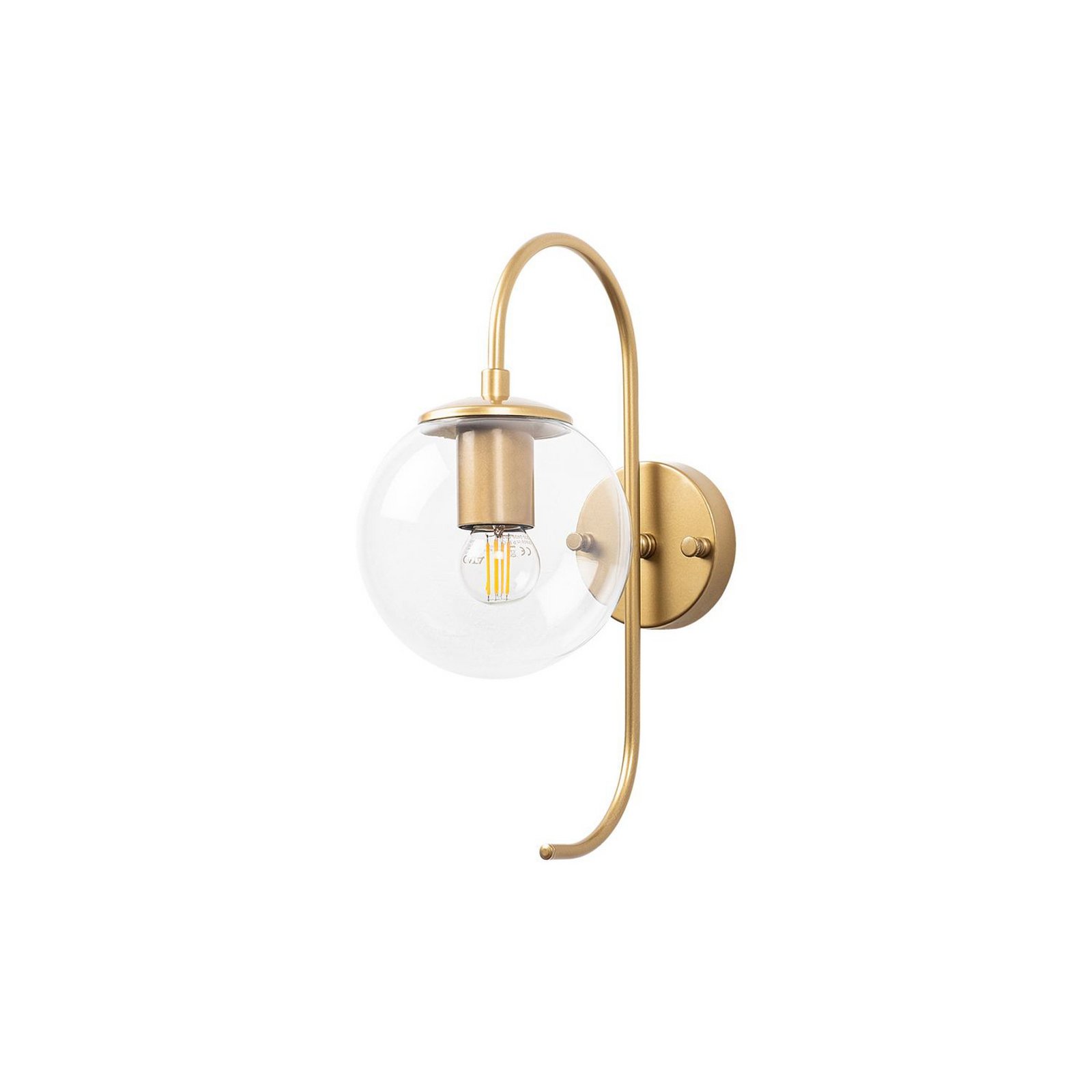 Jewel wall light, gold-coloured, glass, height 36 cm, E14