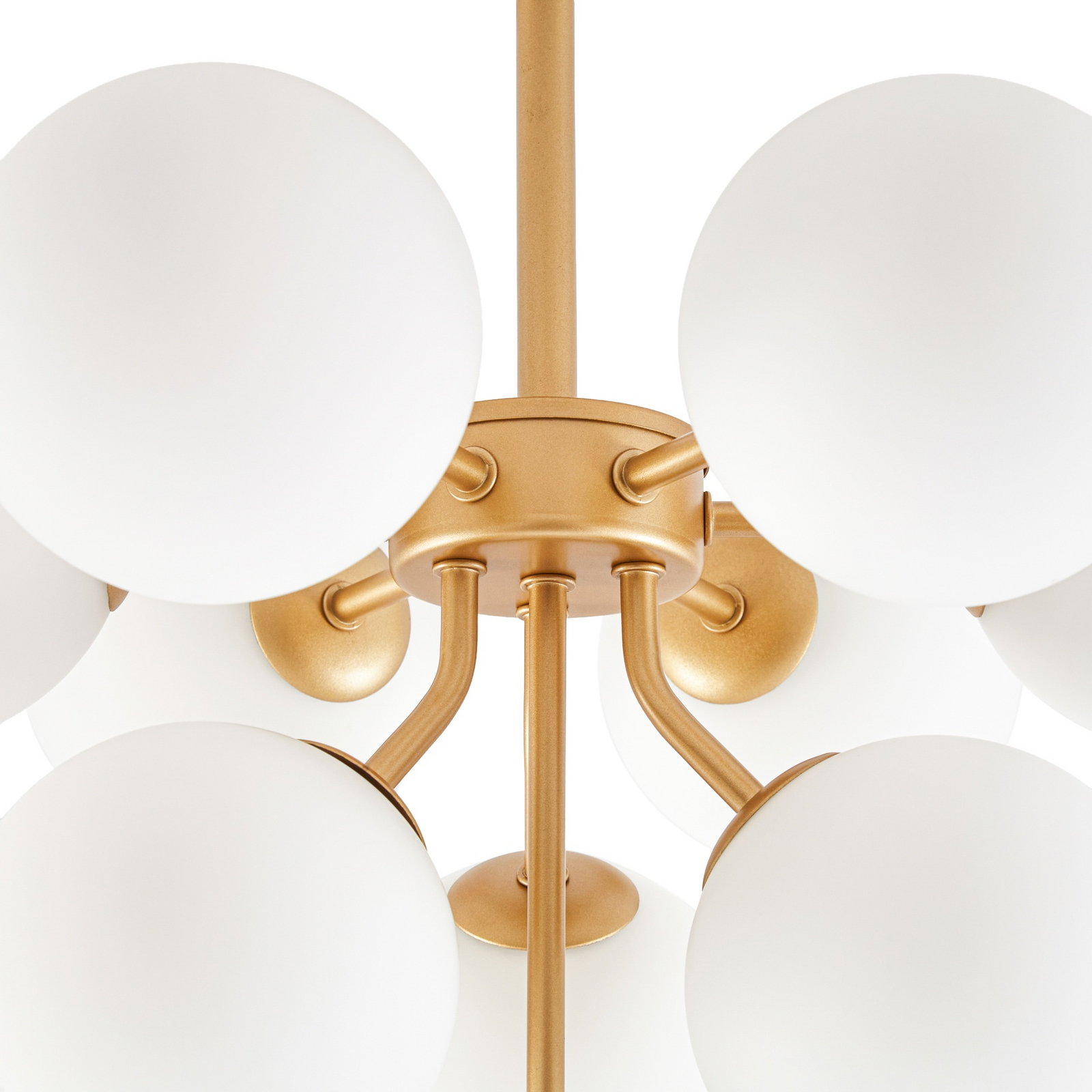 Plafonnier Peyton, à 10 lampes, doré/blanc, verre - Lucande