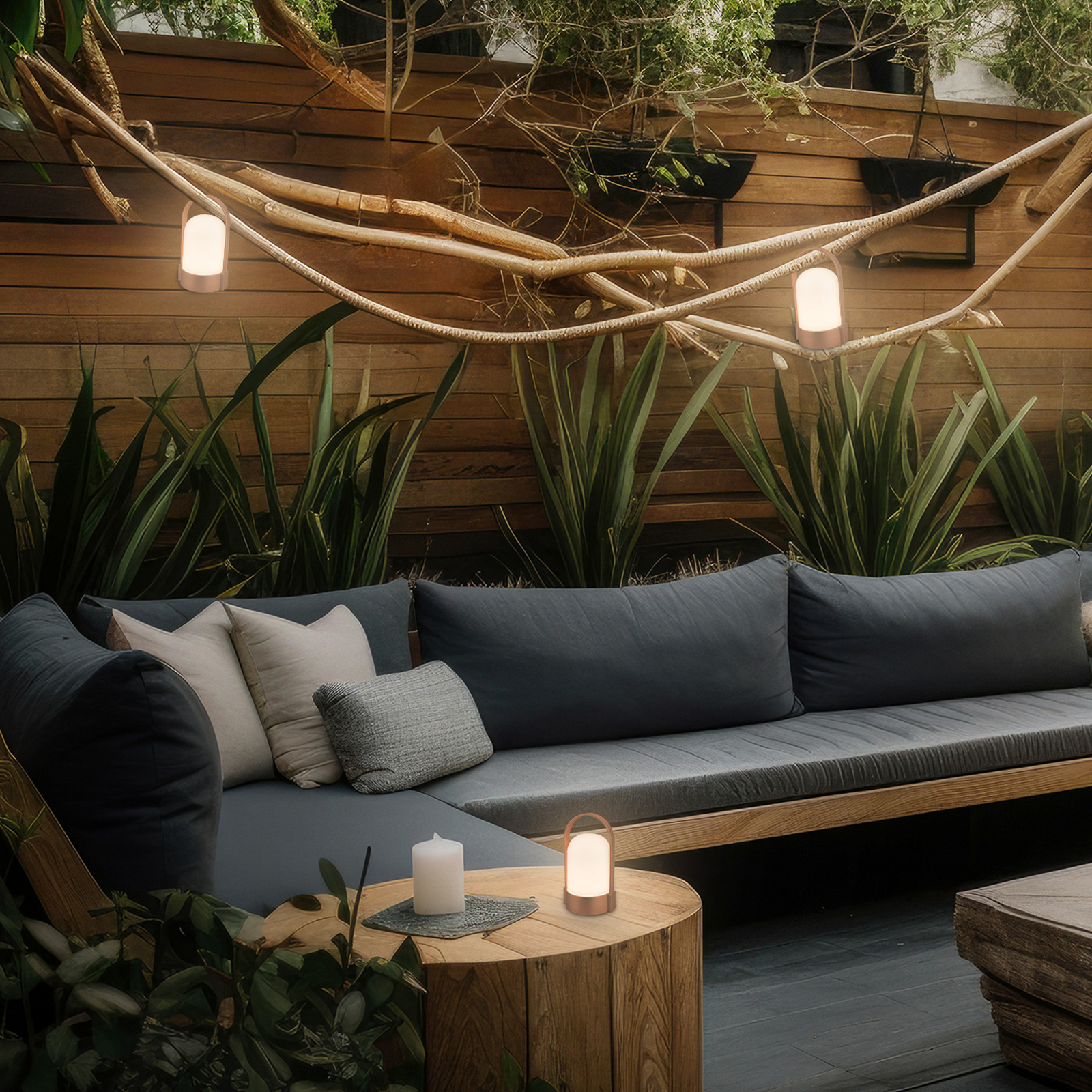 LED-Akku-Tischlampe ASA, kupferfarben, Höhe 15,5 cm, IP44