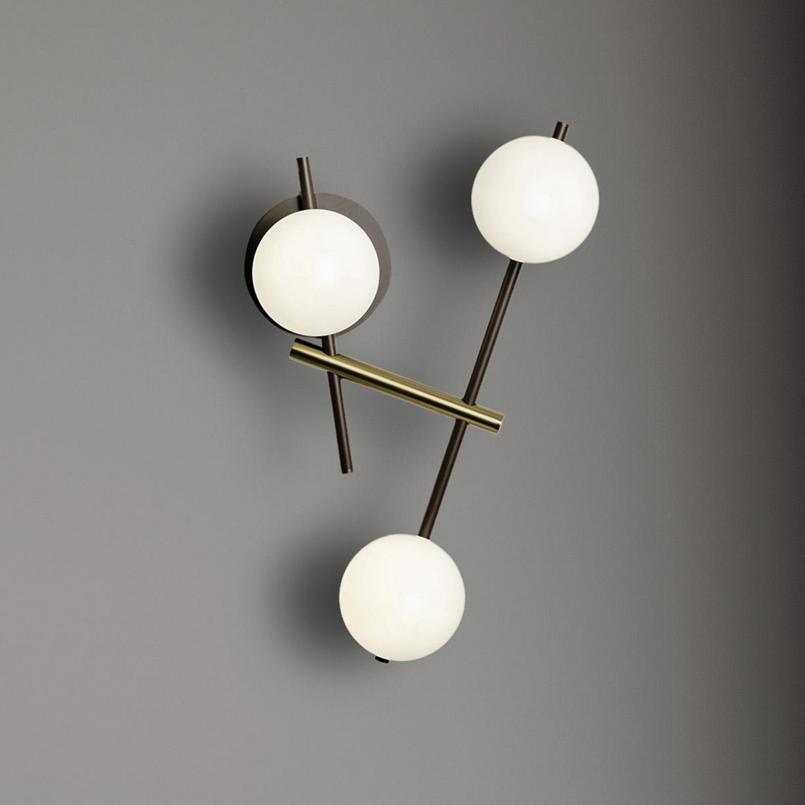 miloox by Sforzin Aplică de perete Kika 3 becuri negru / alb / auriu metal sticlă - Camera de zi / sufragerie - design - negru alb auriu