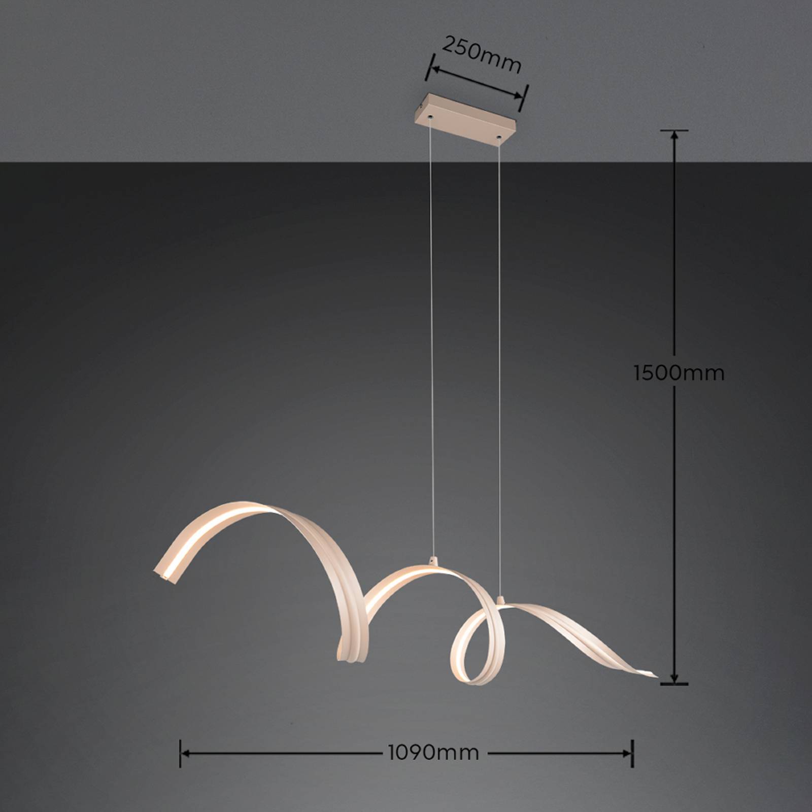 LED-hengelampe Tivor, beige, metall, 3 000 K